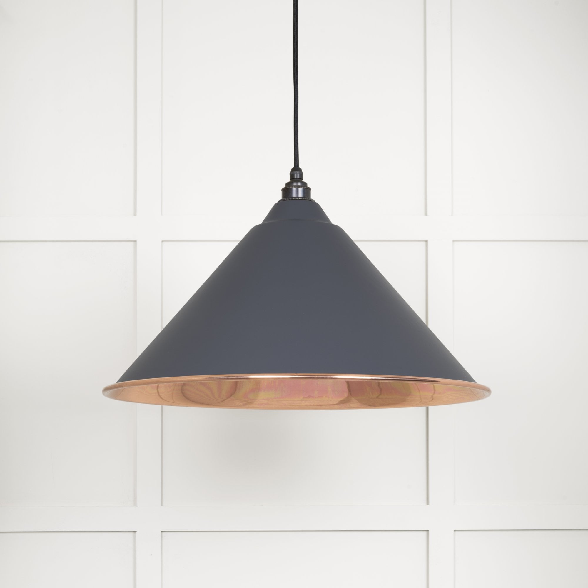 From The Anvil Smooth Copper Hockley Pendant - Slate (Mid Grey)