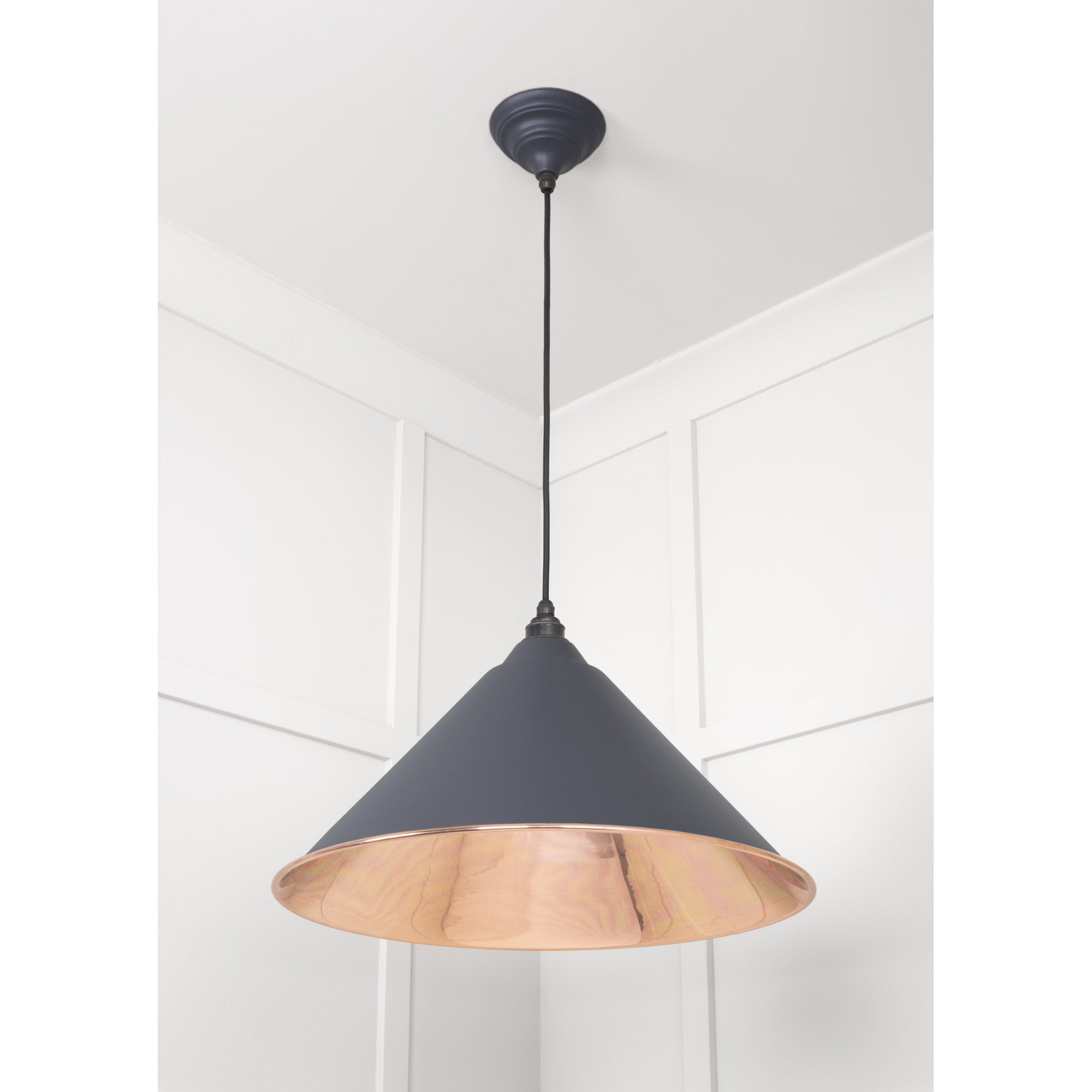 From The Anvil Smooth Copper Hockley Pendant - Slate (Mid Grey)