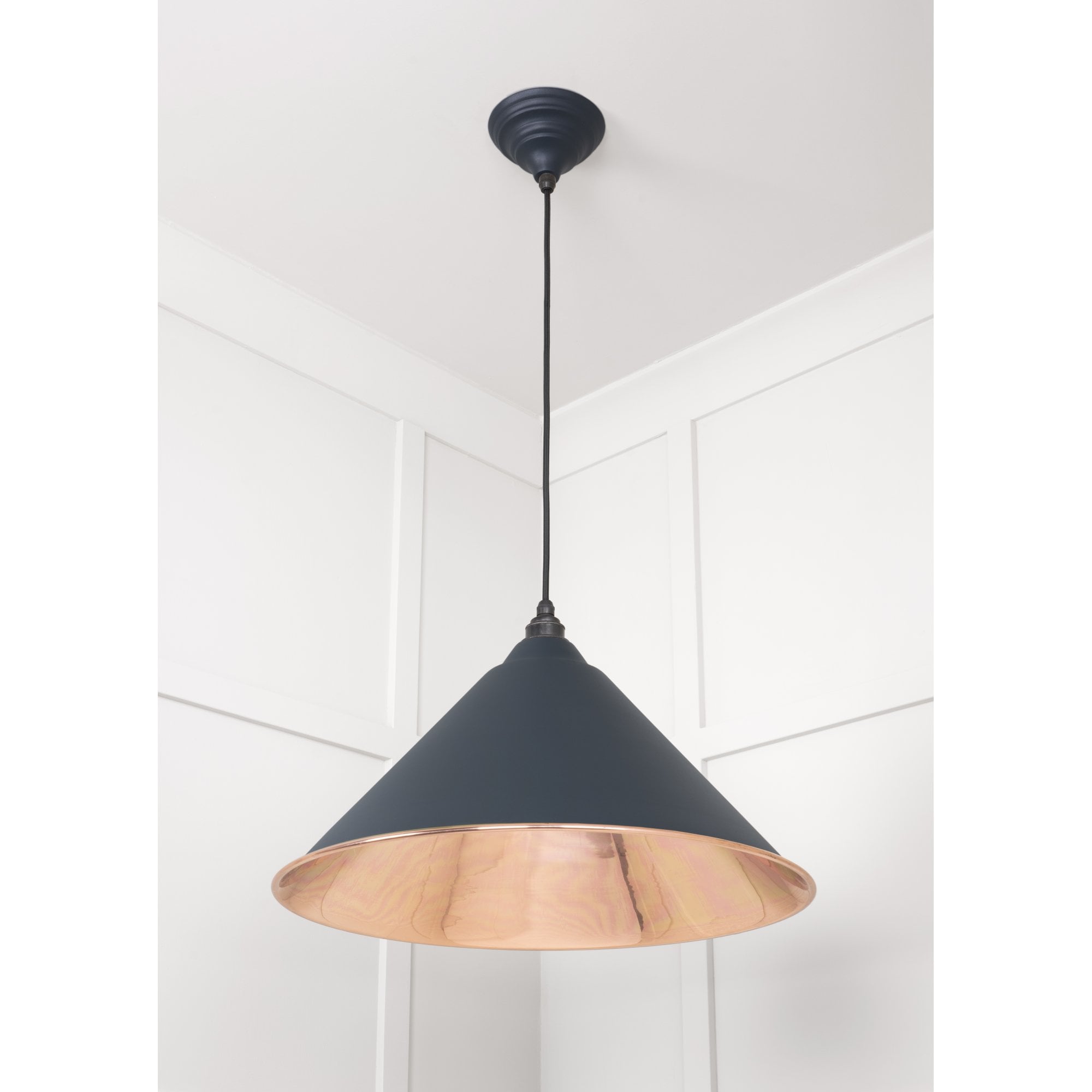 From The Anvil Smooth Copper Hockley Pendant - Soot (Dark Grey)