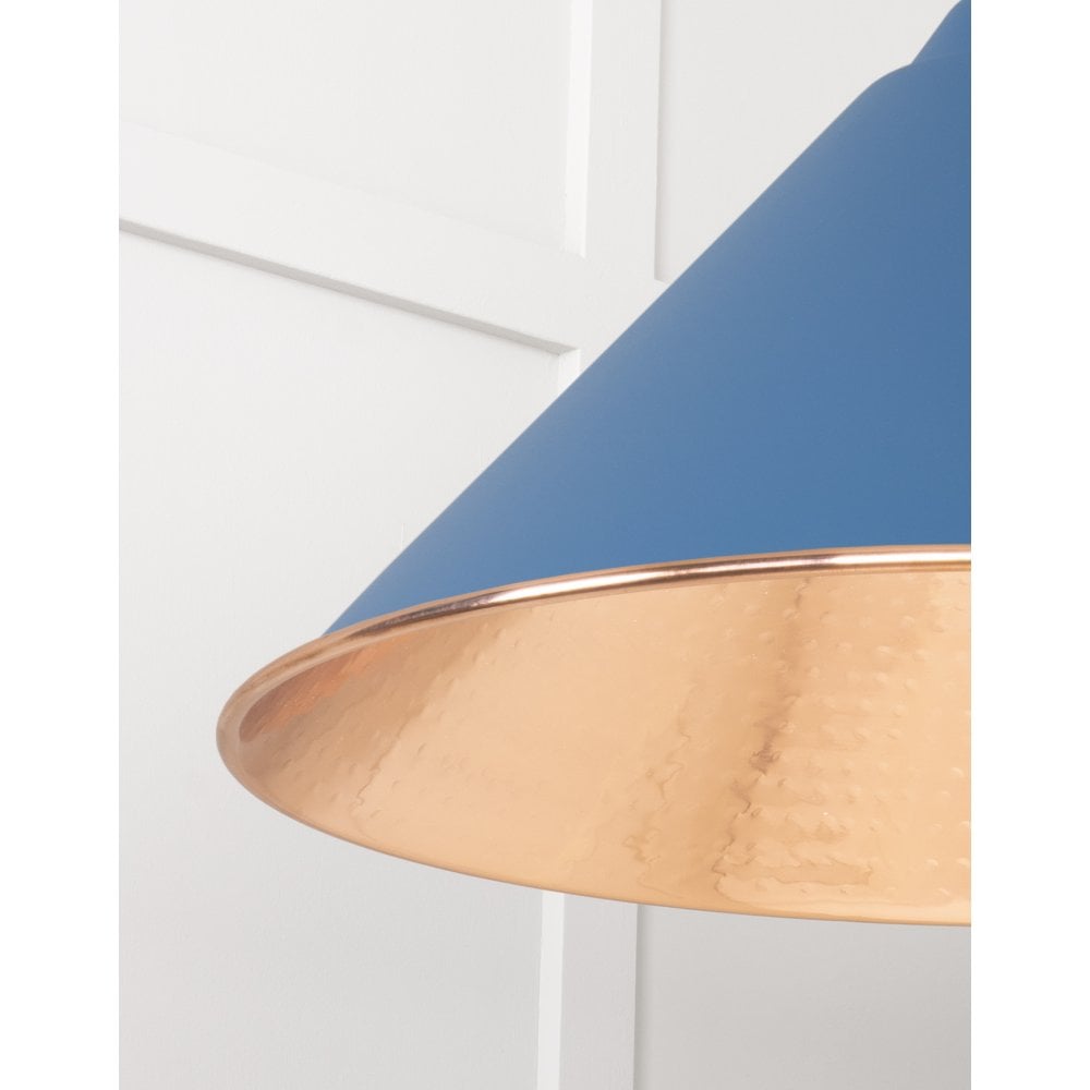 From The Anvil Hammered Copper Hockley Pendant - Upstream (Blue)