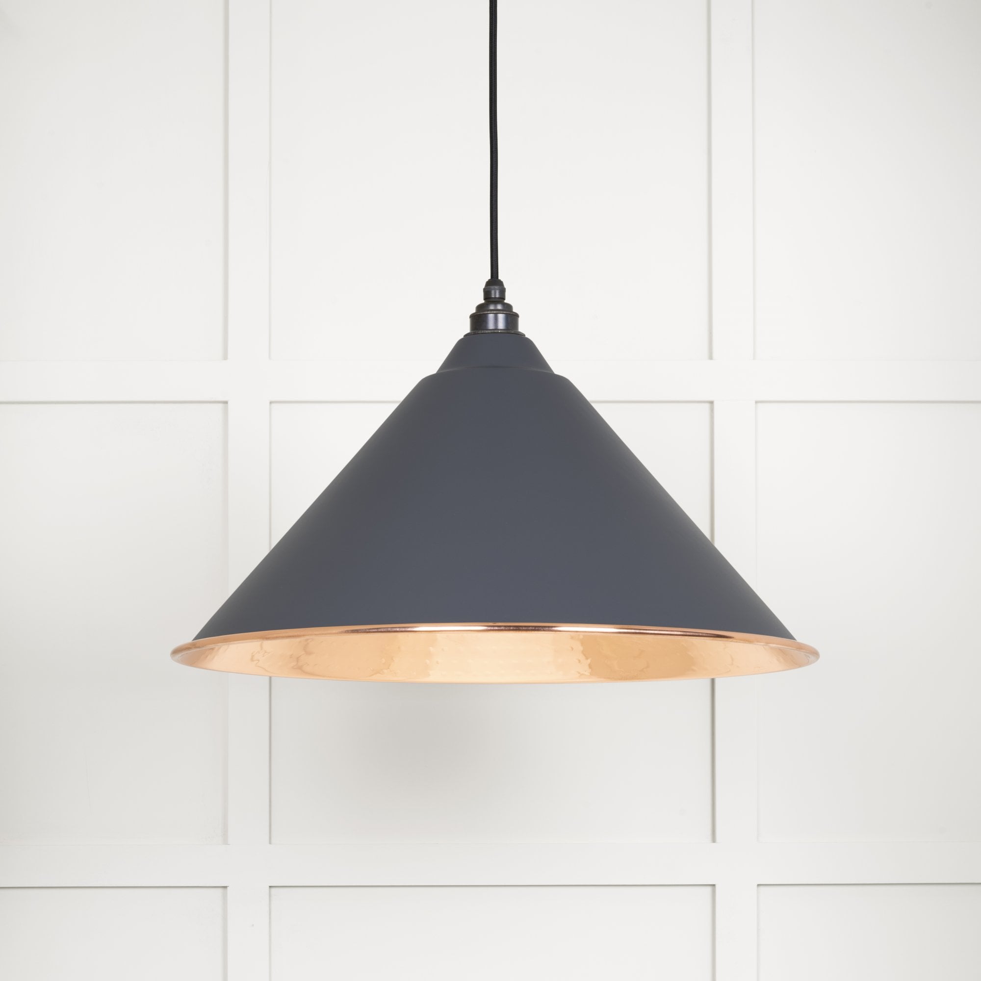 From The Anvil Hammered Copper Hockley Pendant - Slate (Mid Grey)