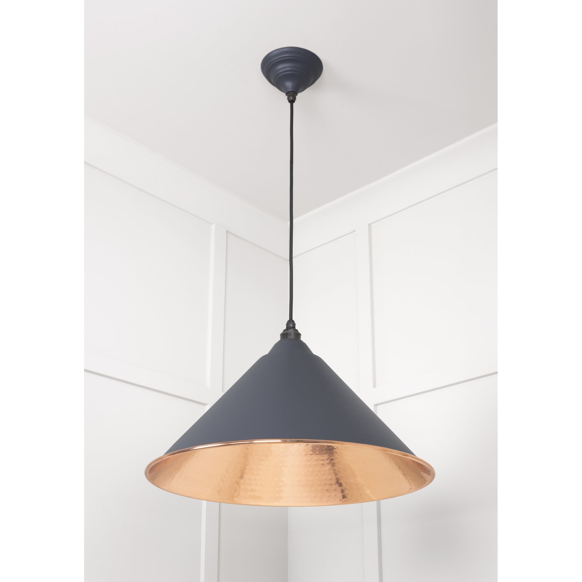 From The Anvil Hammered Copper Hockley Pendant - Slate (Mid Grey)