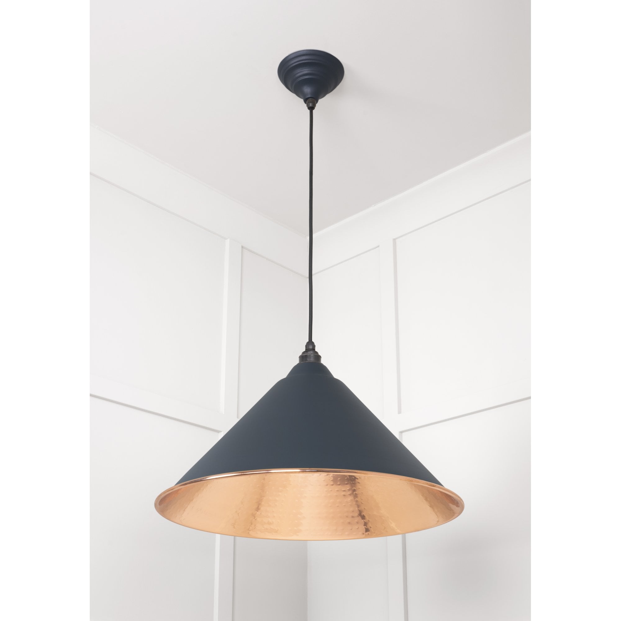 From The Anvil Hammered Copper Hockley Pendant - Soot (Dark Grey)