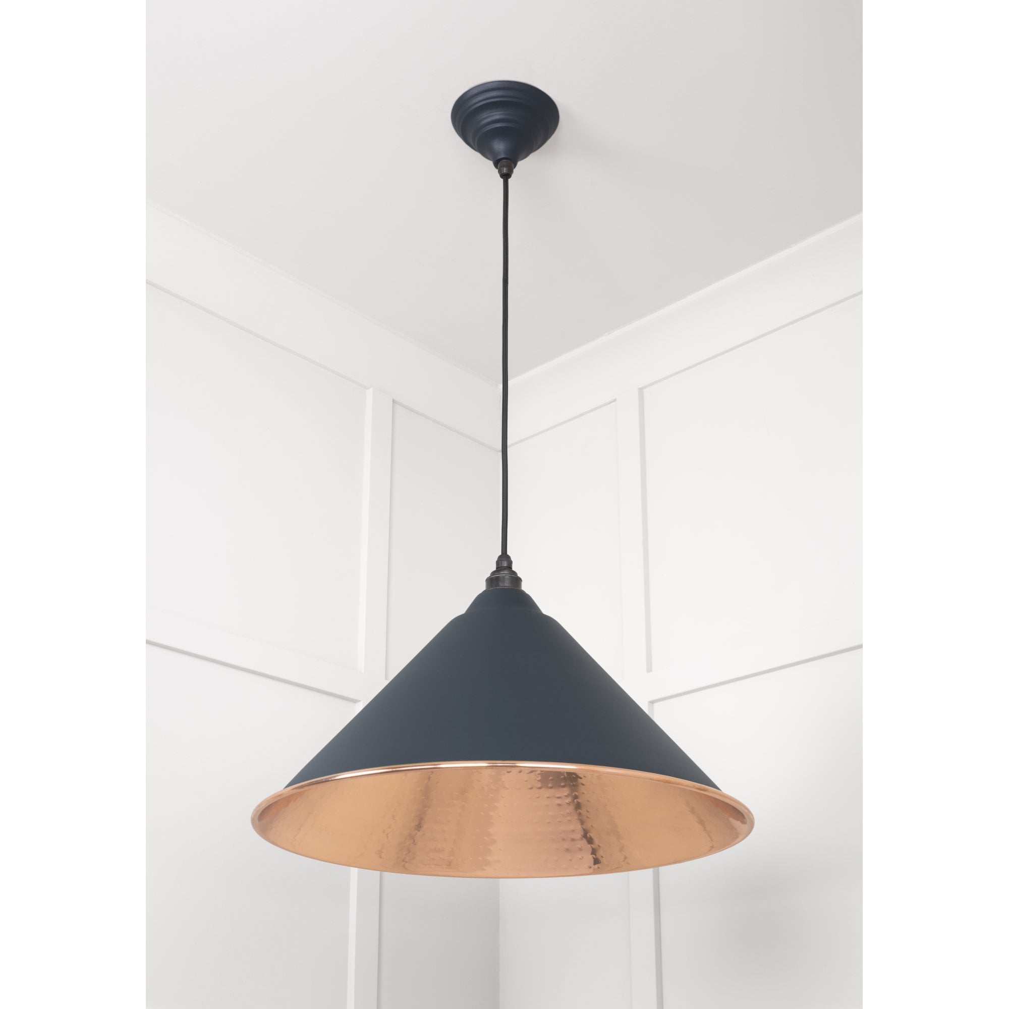 From The Anvil Hammered Copper Hockley Pendant - Soot (Dark Grey)