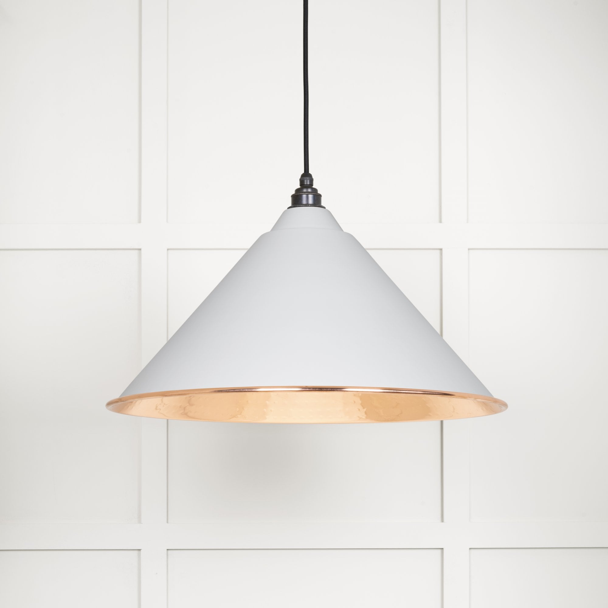 From The Anvil Hammered Copper Hockley Pendant - Flock (Matt White)