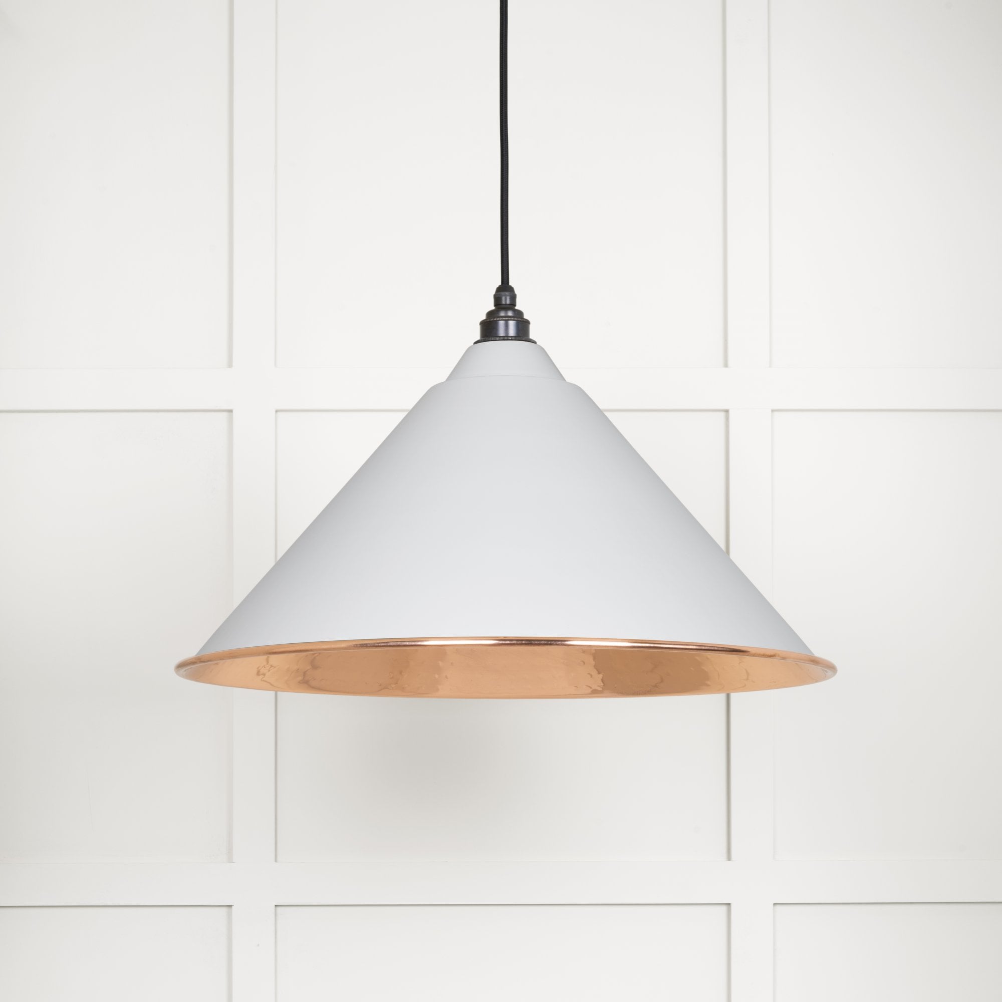 From The Anvil Hammered Copper Hockley Pendant - Flock (Matt White)
