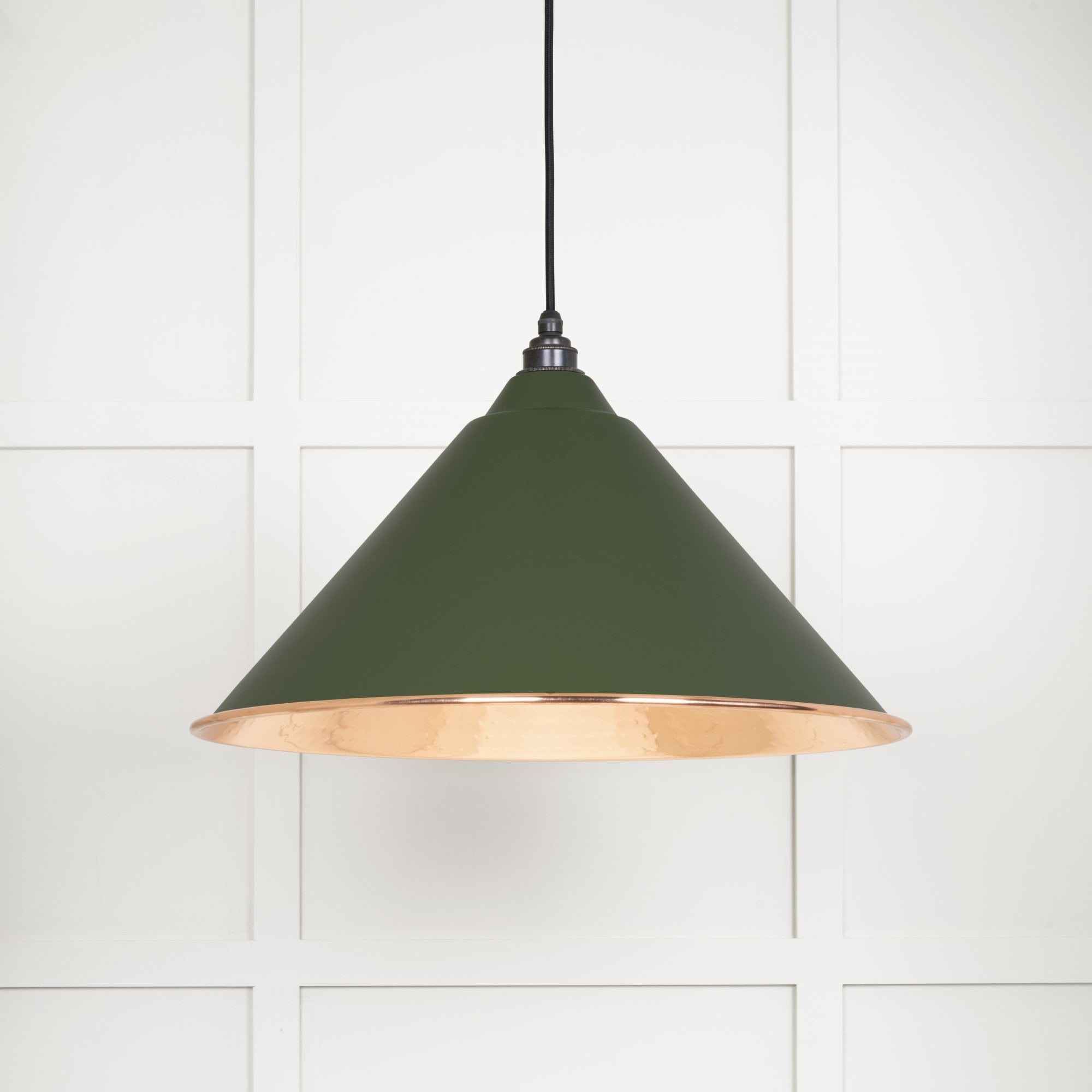 From The Anvil Hammered Copper Hockley Pendant - Heath (Earthy Green)
