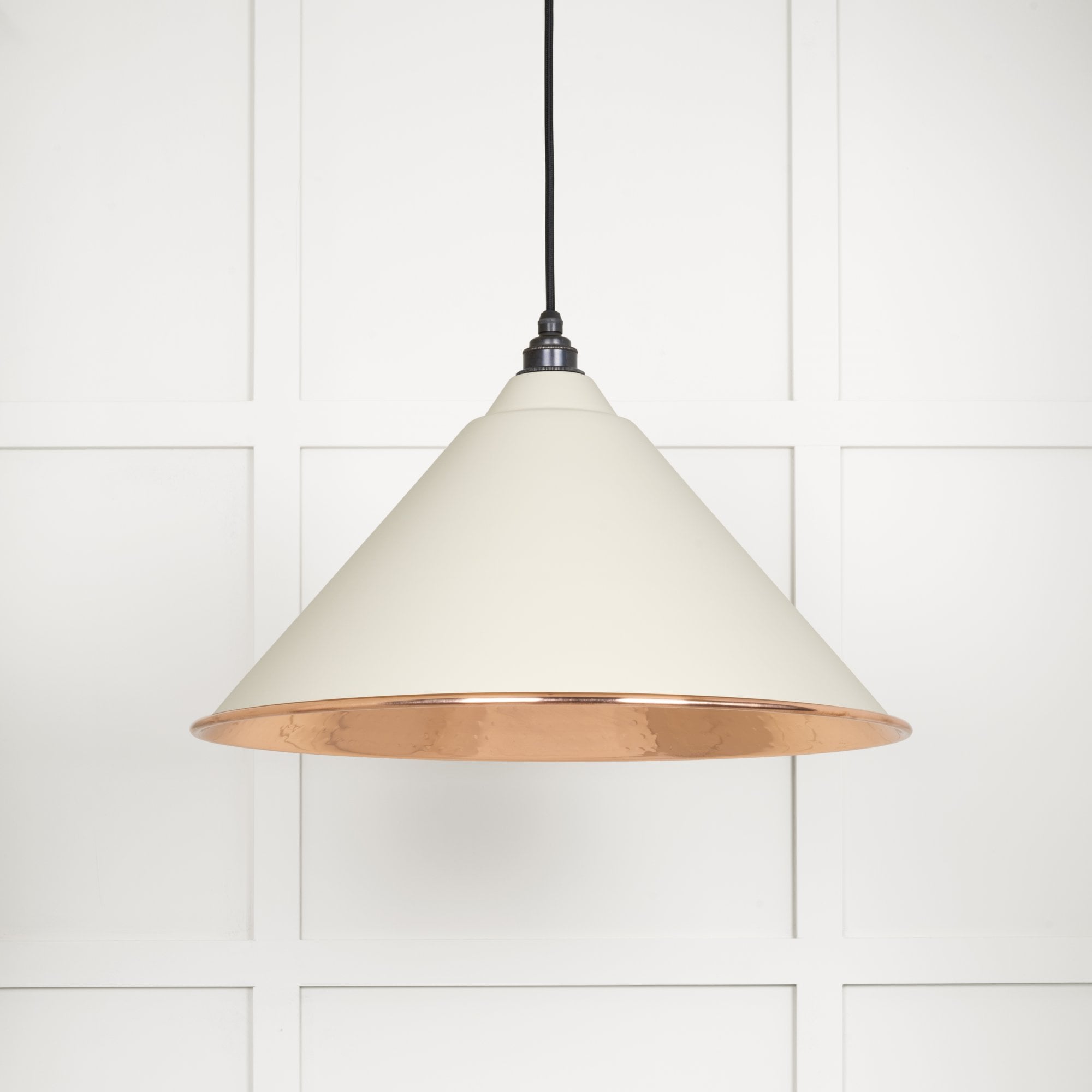 From The Anvil Hammered Copper Hockley Pendant - Teasel (Off White/Cream)