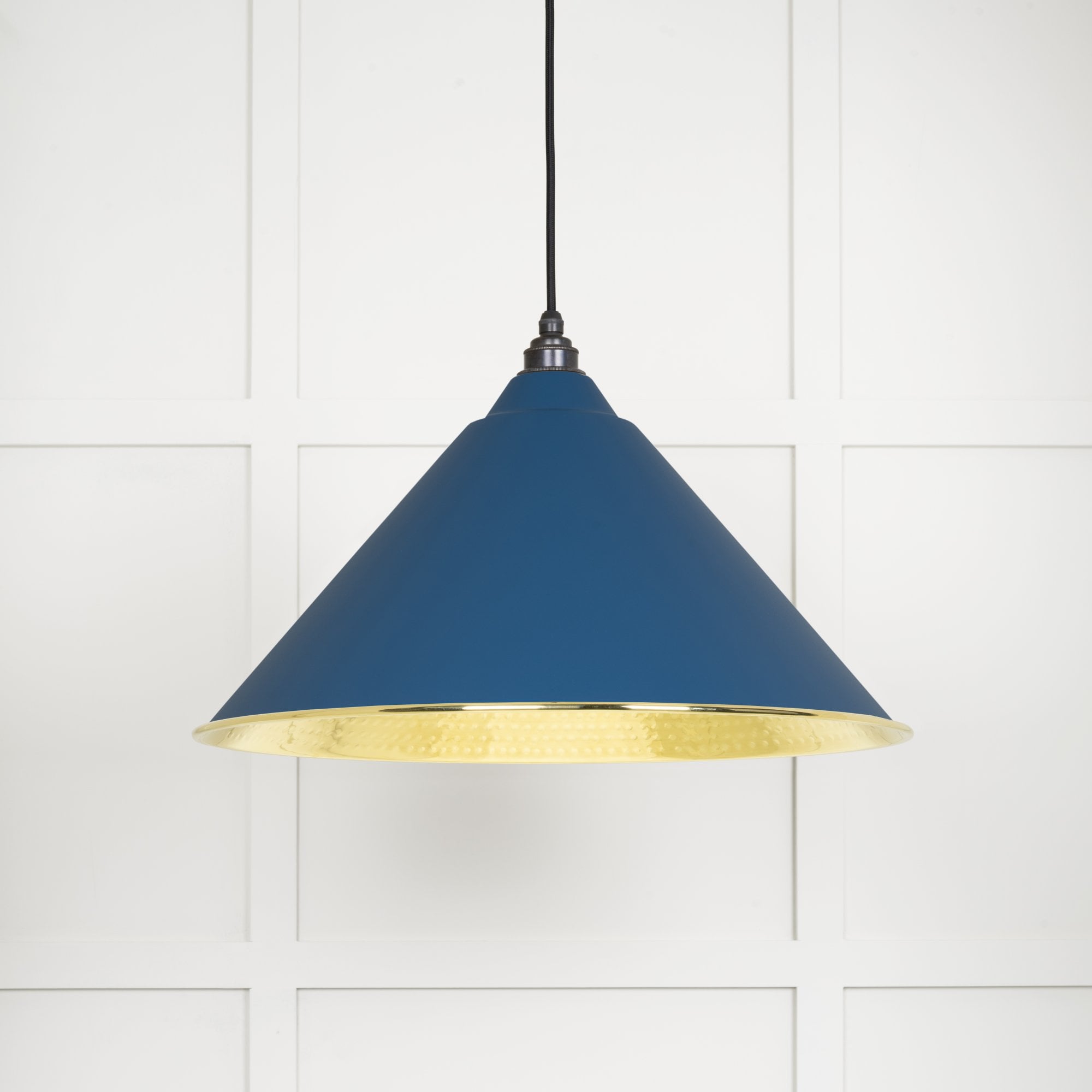 From The Anvil Hammered Brass Hockley Pendant - Upstream (Blue)