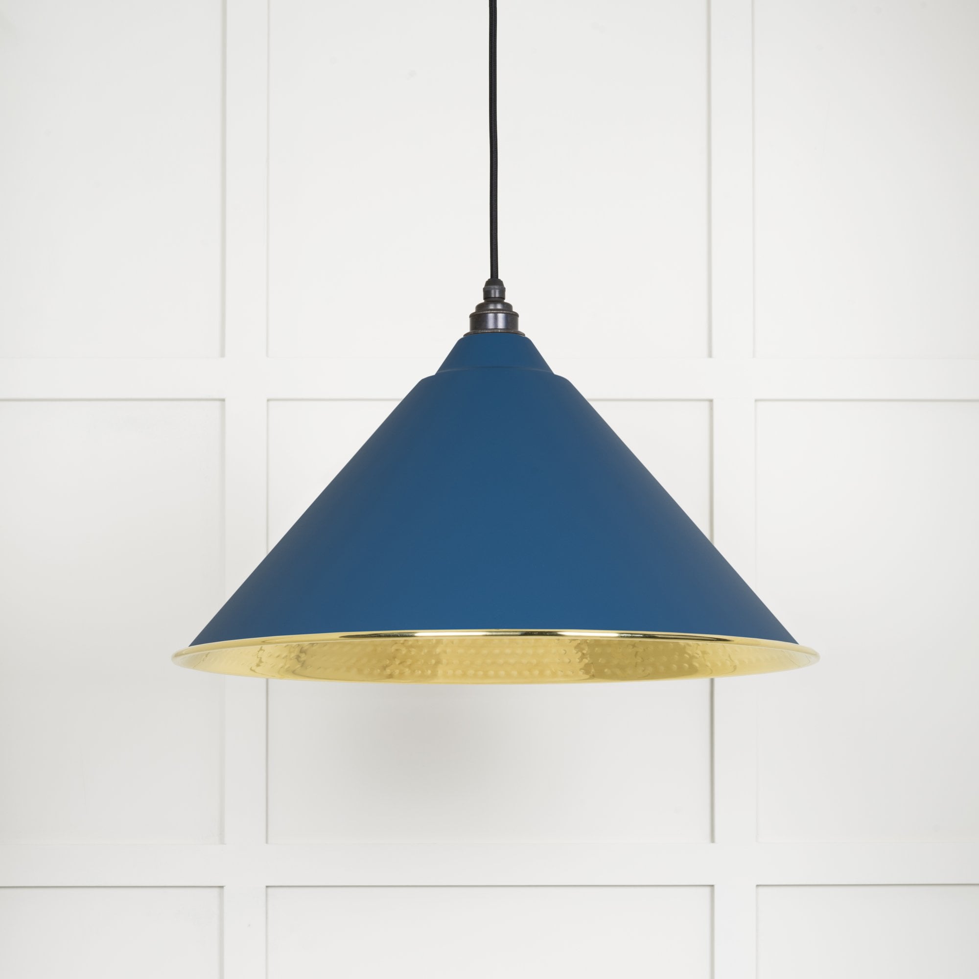 From The Anvil Hammered Brass Hockley Pendant - Upstream (Blue)