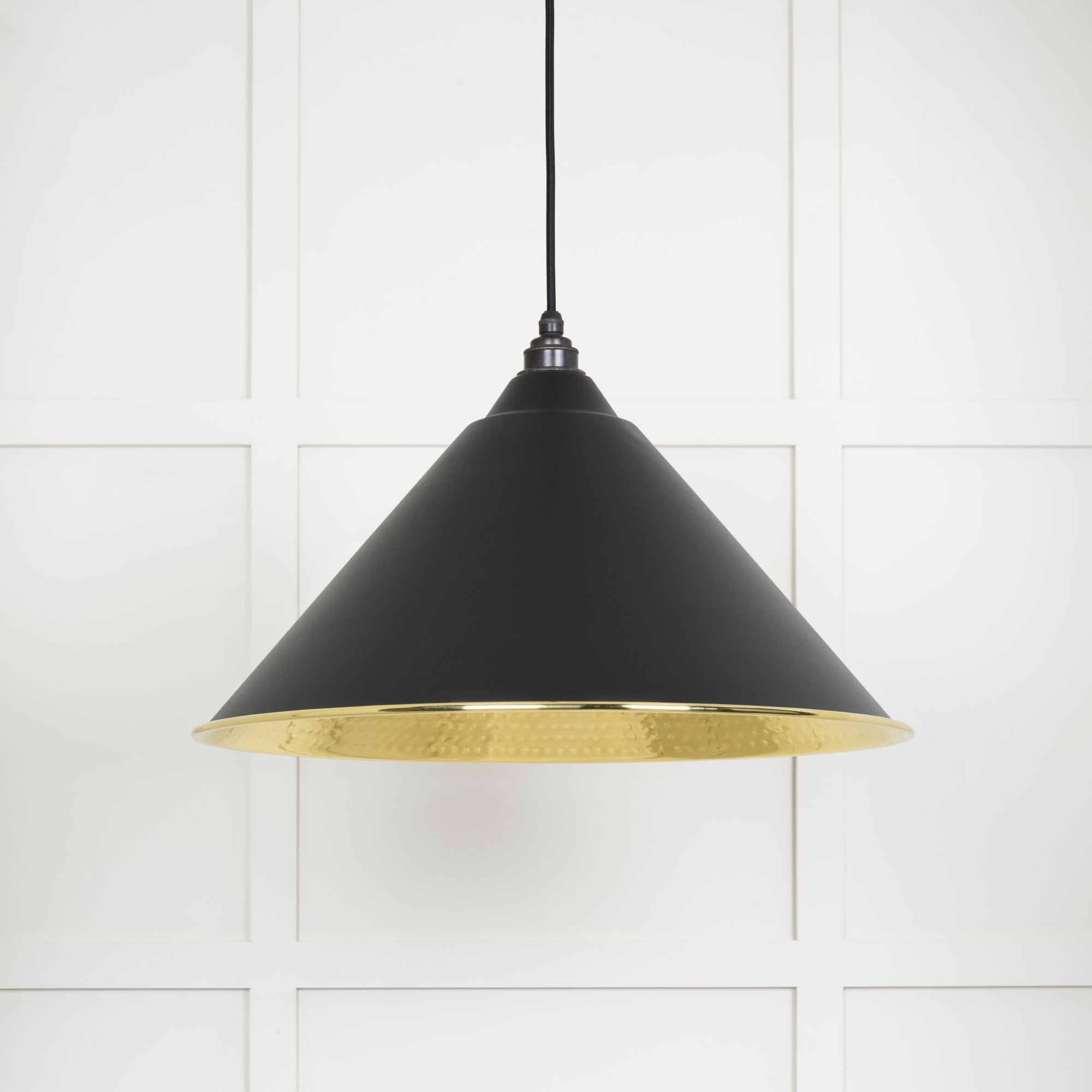 From The Anvil Hammered Brass Hockley Pendant - Elan Black