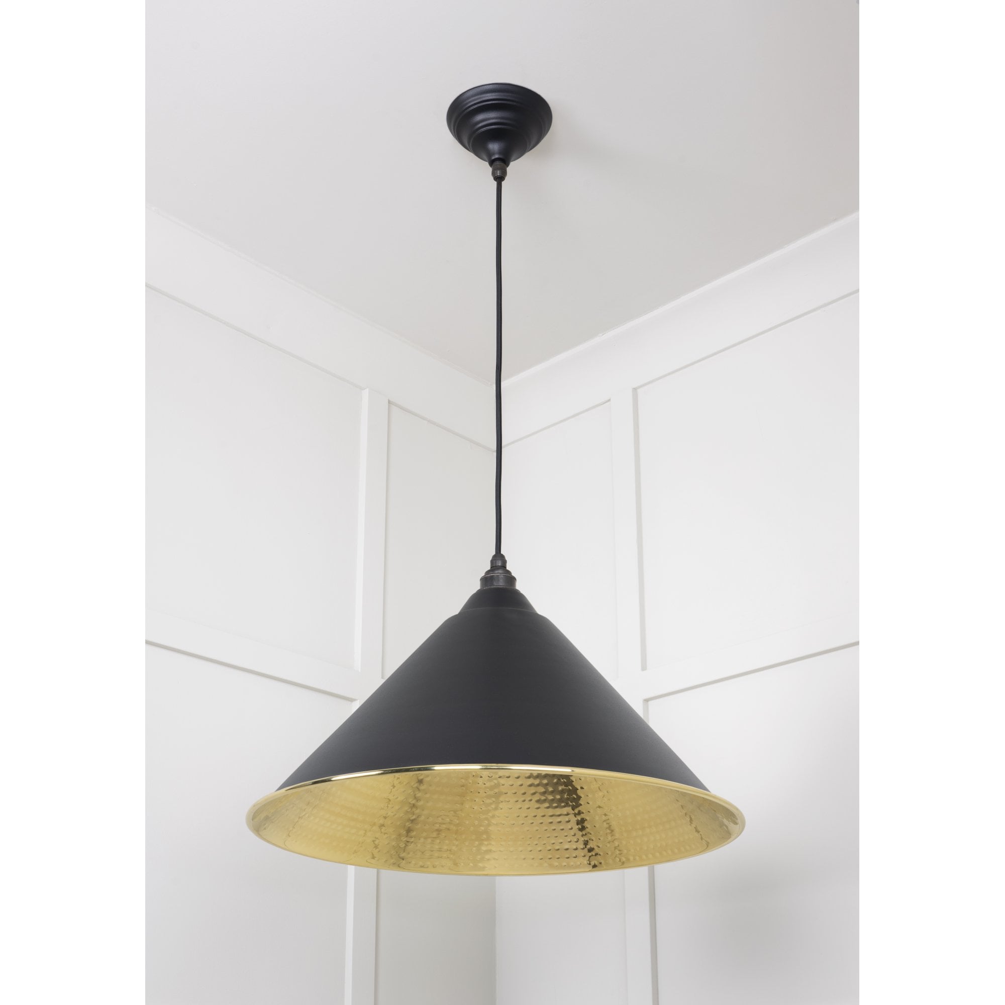 From The Anvil Hammered Brass Hockley Pendant - Elan Black
