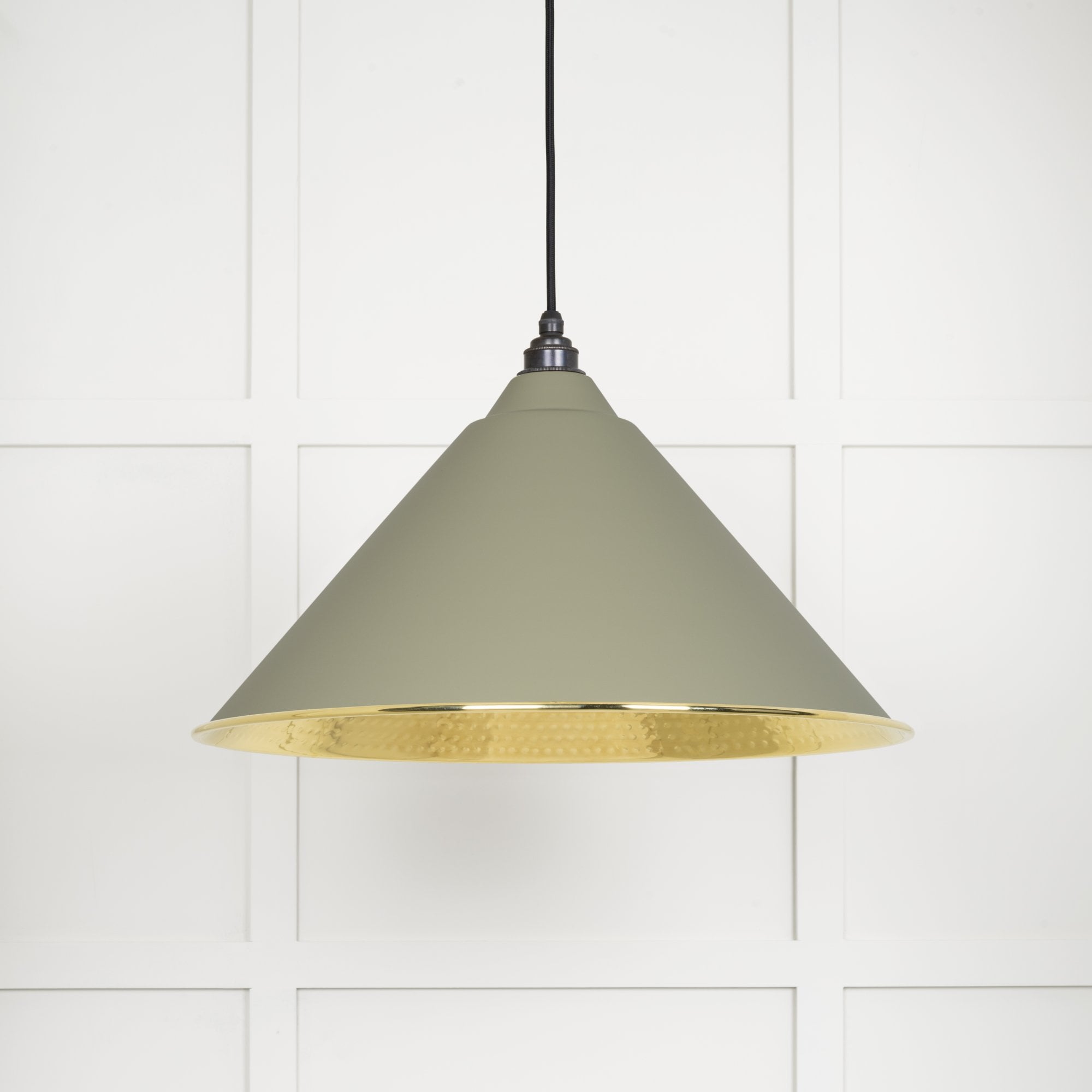From The Anvil Hammered Brass Hockley Pendant - Tump (Pale Green)