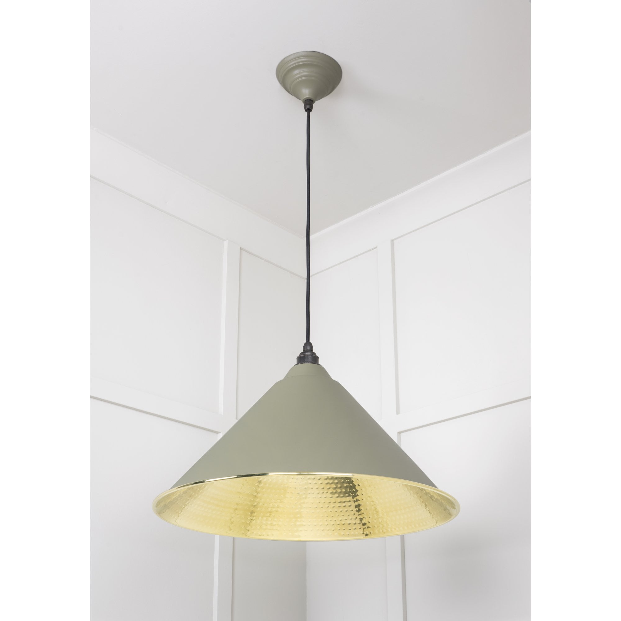 From The Anvil Hammered Brass Hockley Pendant - Tump (Pale Green)