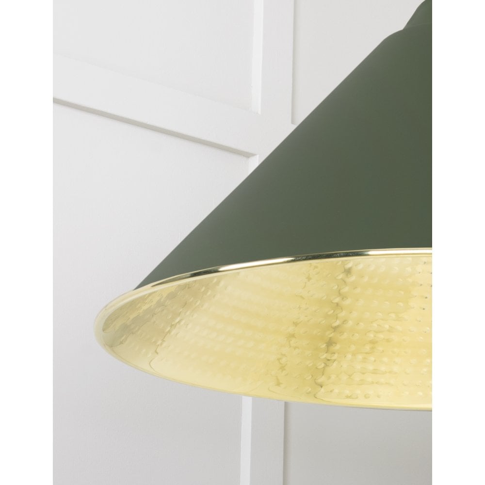 From The Anvil Hammered Brass Hockley Pendant - Heath (Earthy Green)