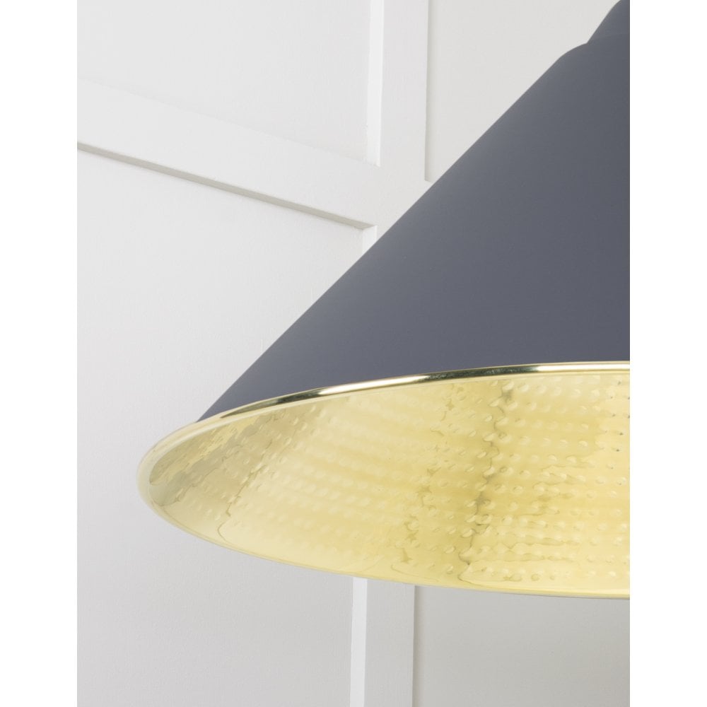 From The Anvil Hammered Brass Hockley Pendant - Slate (Mid Grey)