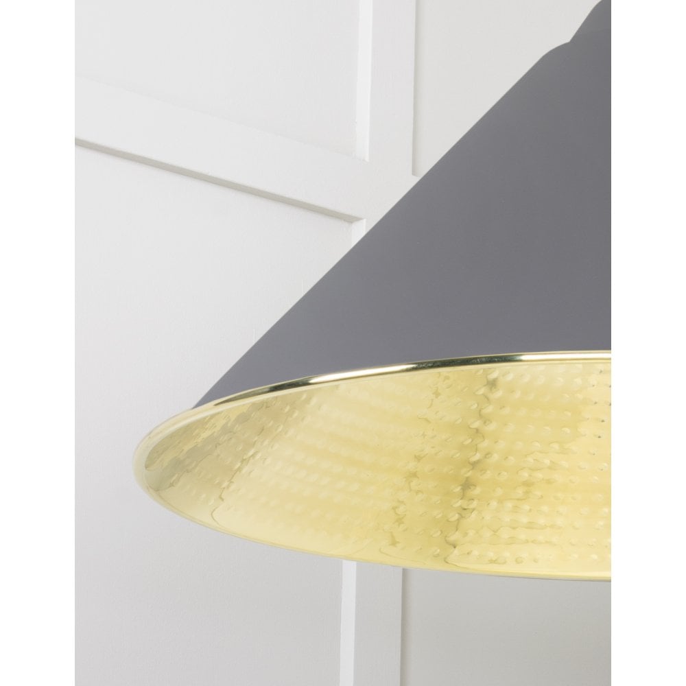 From The Anvil Hammered Brass Hockley Pendant - Bluff (Warm Grey)