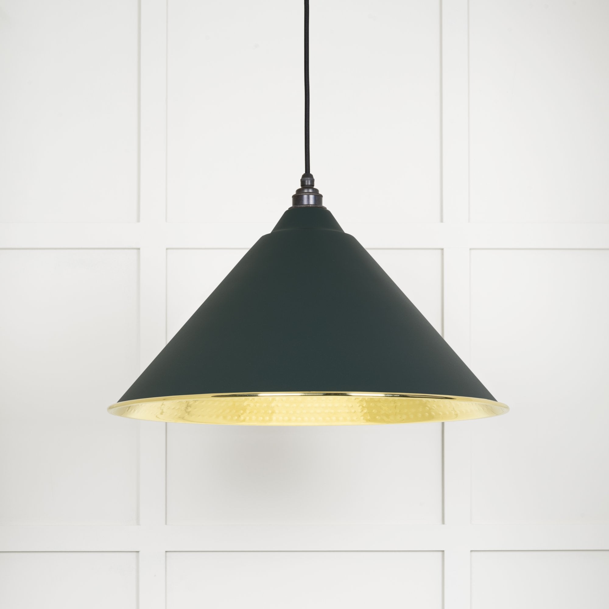 From The Anvil Hammered Brass Hockley Pendant - Dingle (Rich Green)