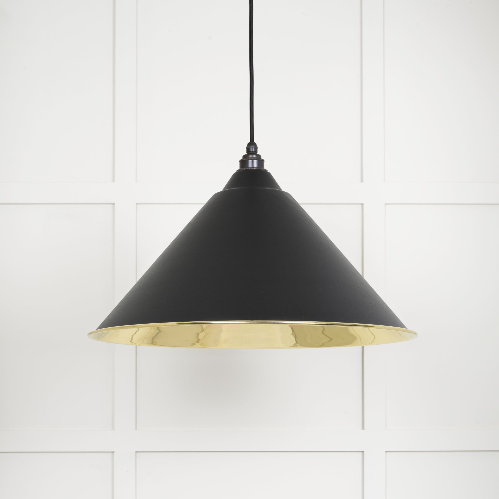 From The Anvil Smooth Brass Hockley Pendant - Elan Black