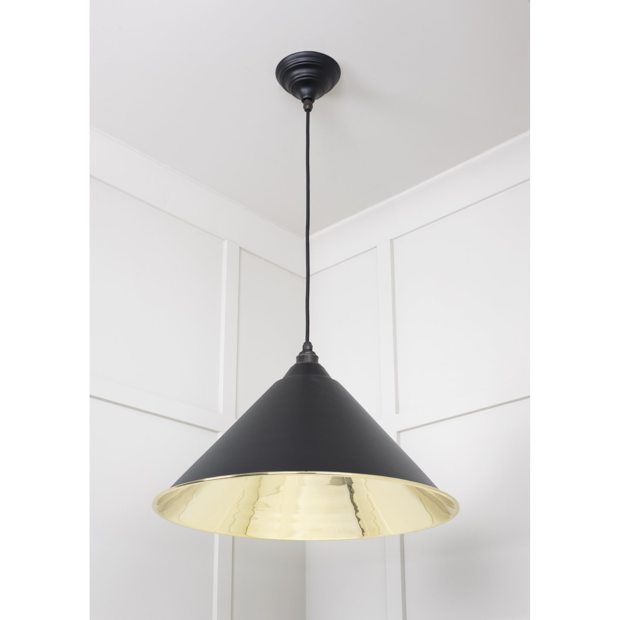 From The Anvil Smooth Brass Hockley Pendant - Elan Black