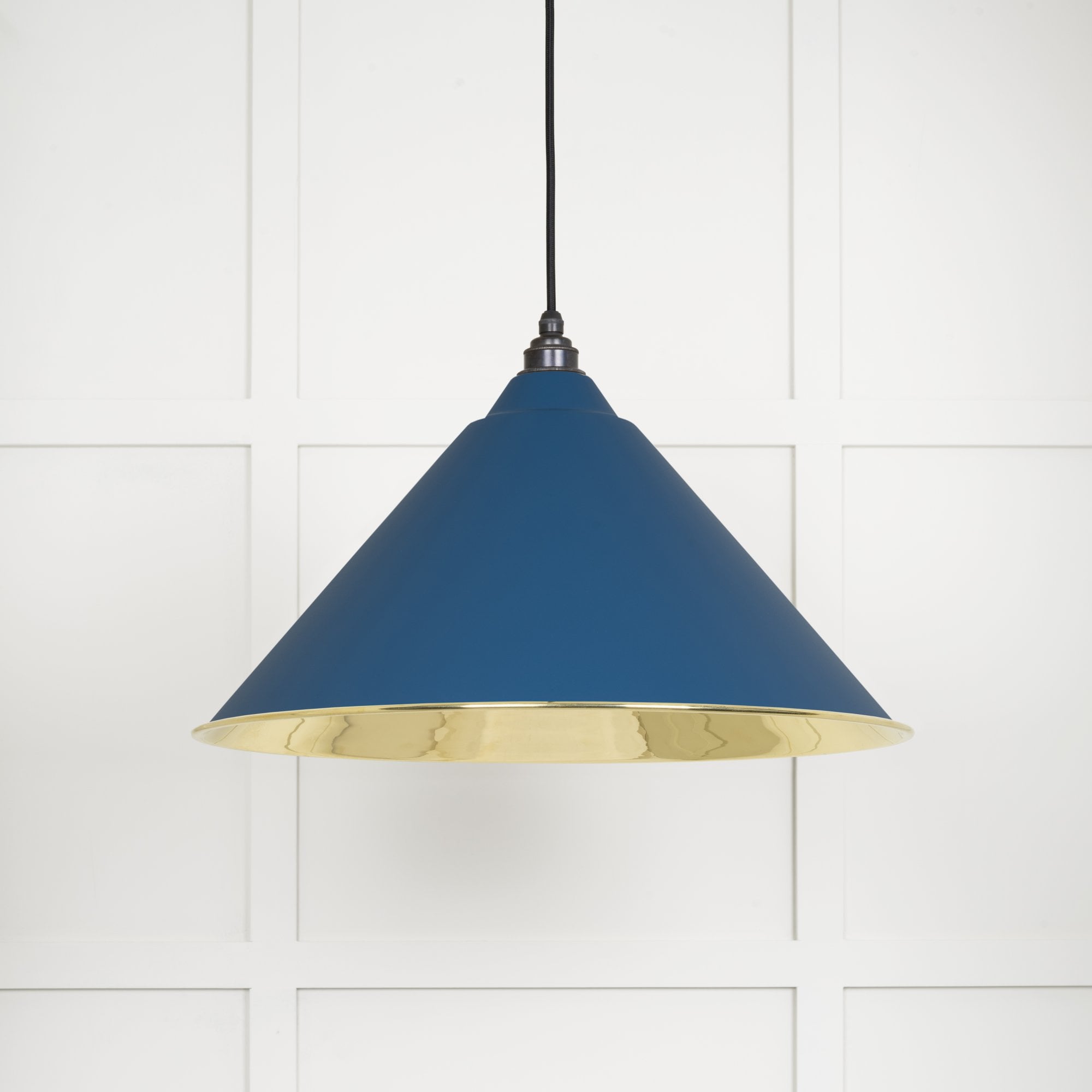 From The Anvil Smooth Brass Hockley Pendant - Upstream (Blue)