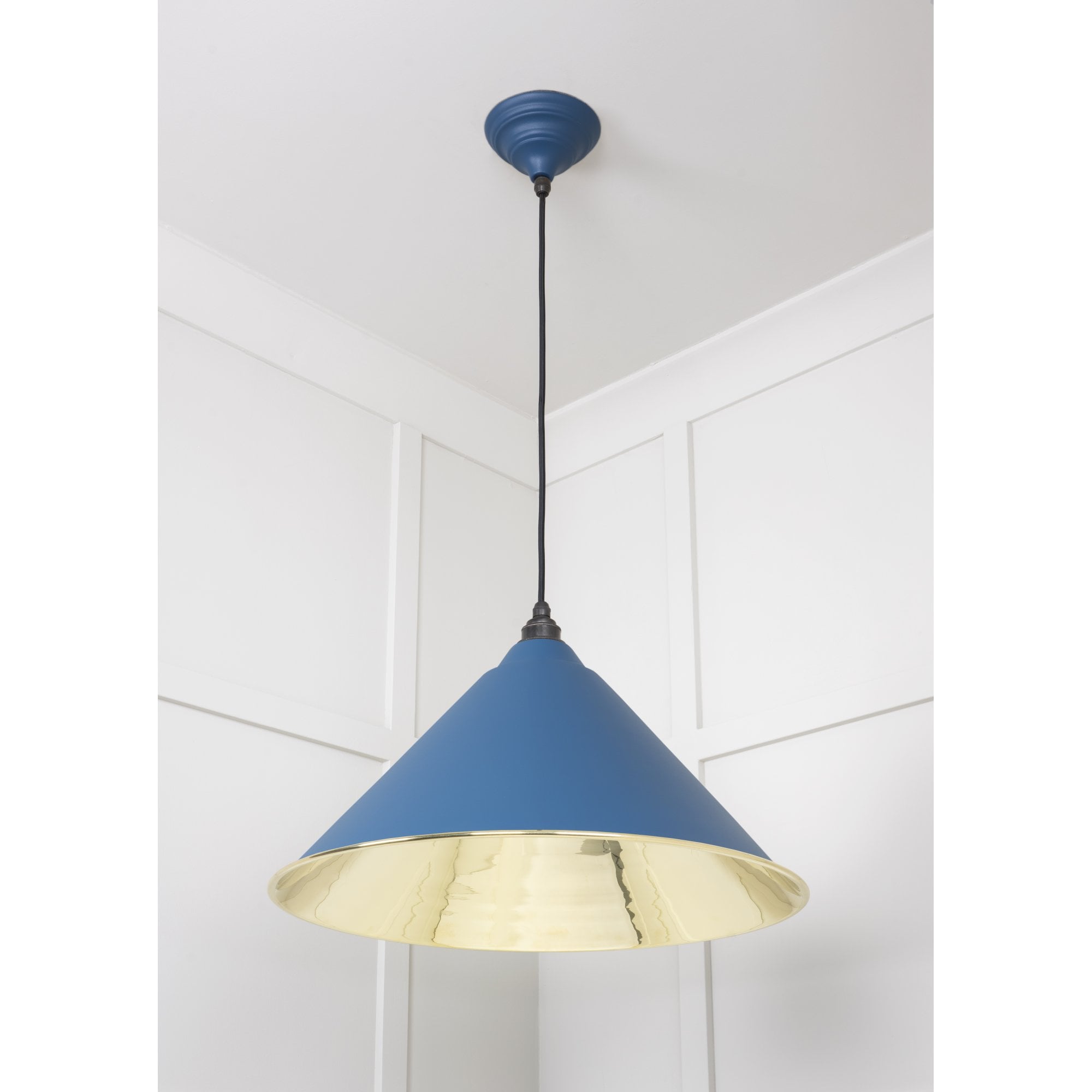 From The Anvil Smooth Brass Hockley Pendant - Upstream (Blue)