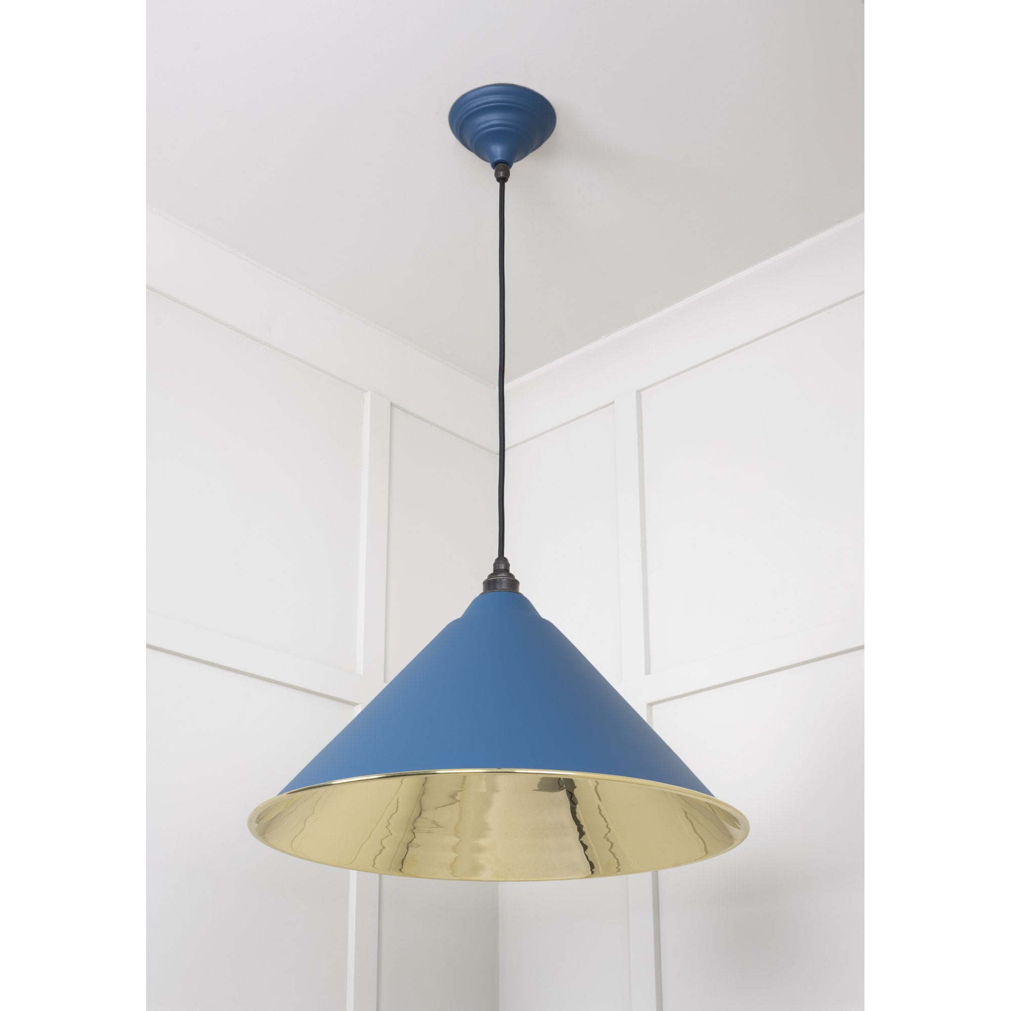 From The Anvil Smooth Brass Hockley Pendant - Upstream (Blue)