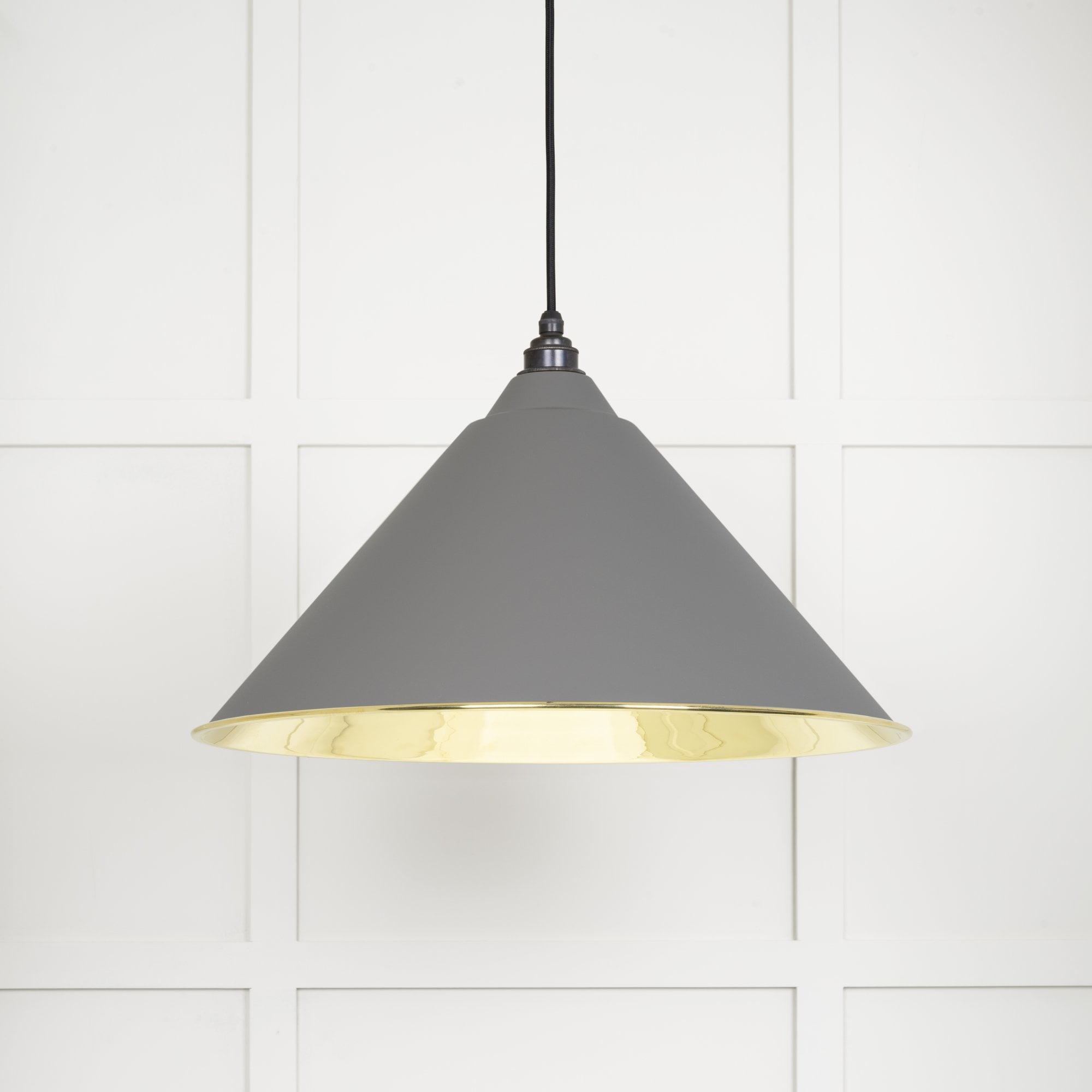 From The Anvil Smooth Brass Hockley Pendant - Bluff (Warm Grey)