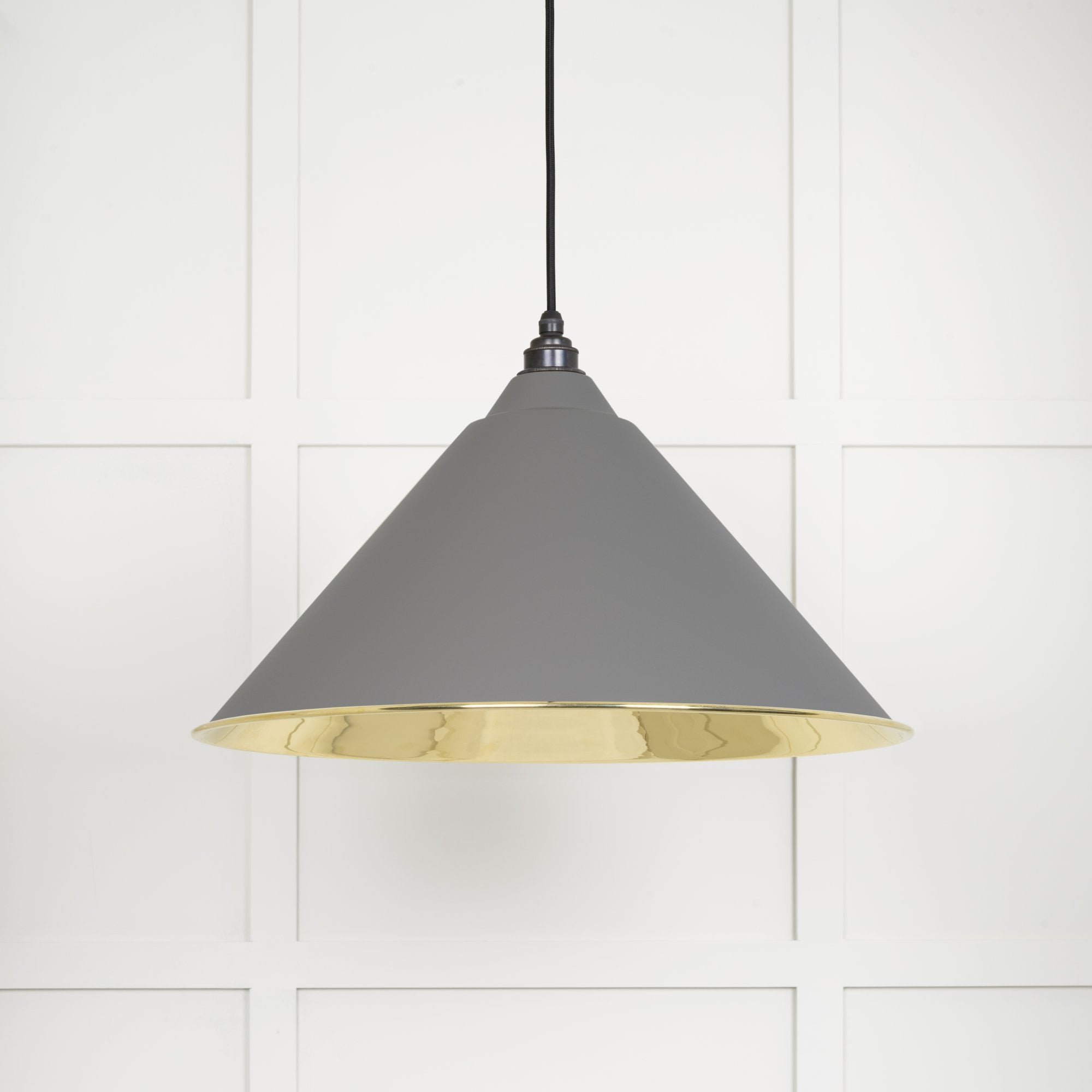 From The Anvil Smooth Brass Hockley Pendant - Bluff (Warm Grey)