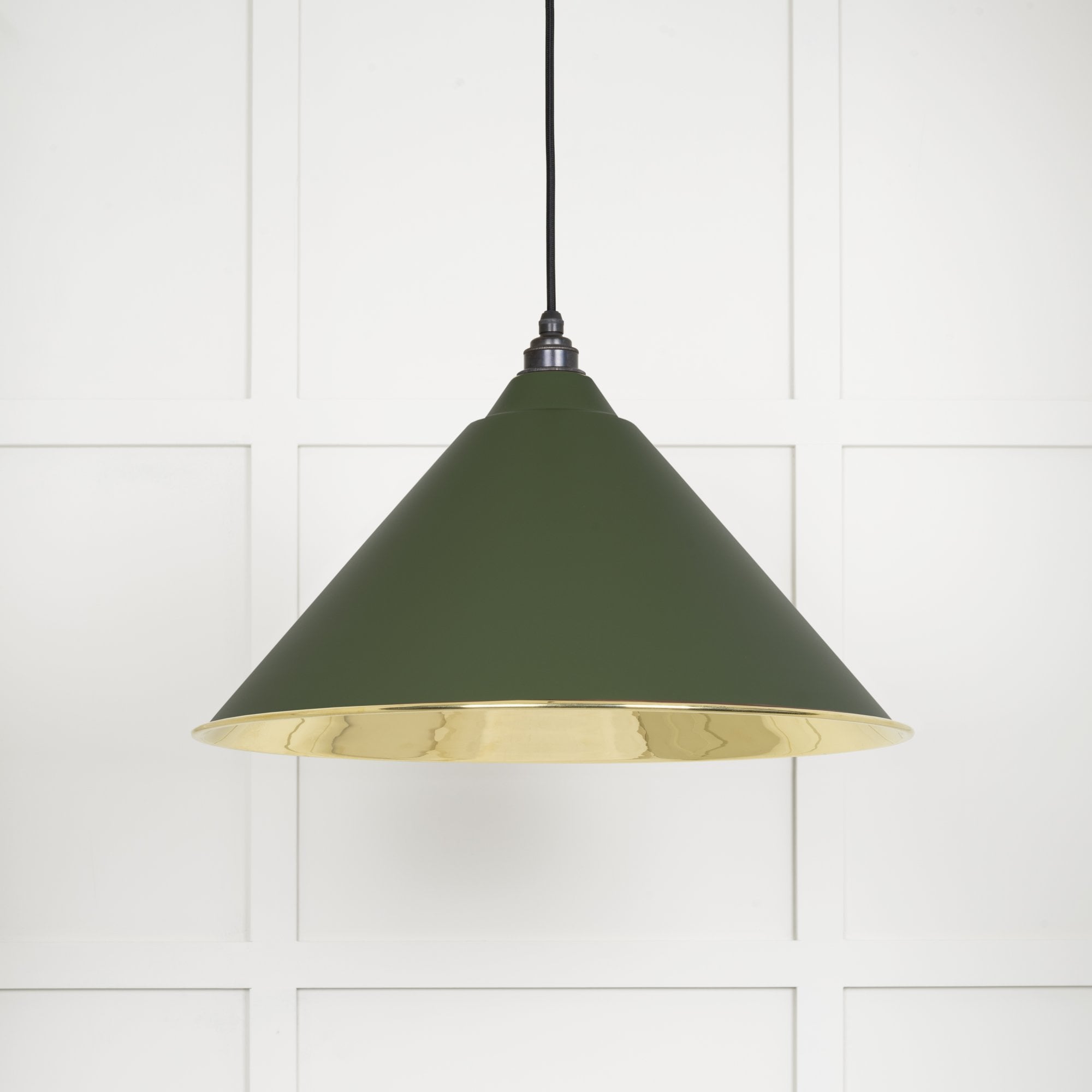 From The Anvil Smooth Brass Hockley Pendant - Heath (Earthy Green)