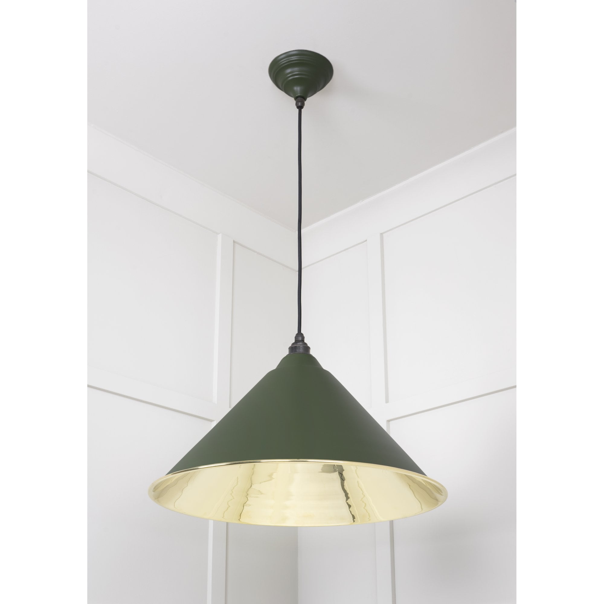 From The Anvil Smooth Brass Hockley Pendant - Heath (Earthy Green)
