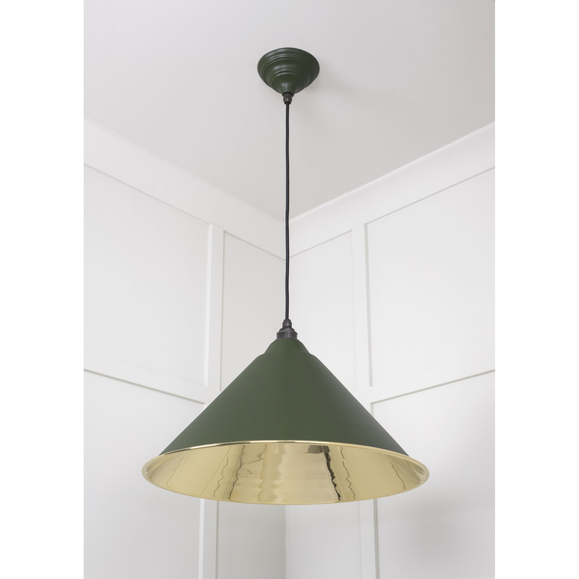 From The Anvil Smooth Brass Hockley Pendant - Heath (Earthy Green)