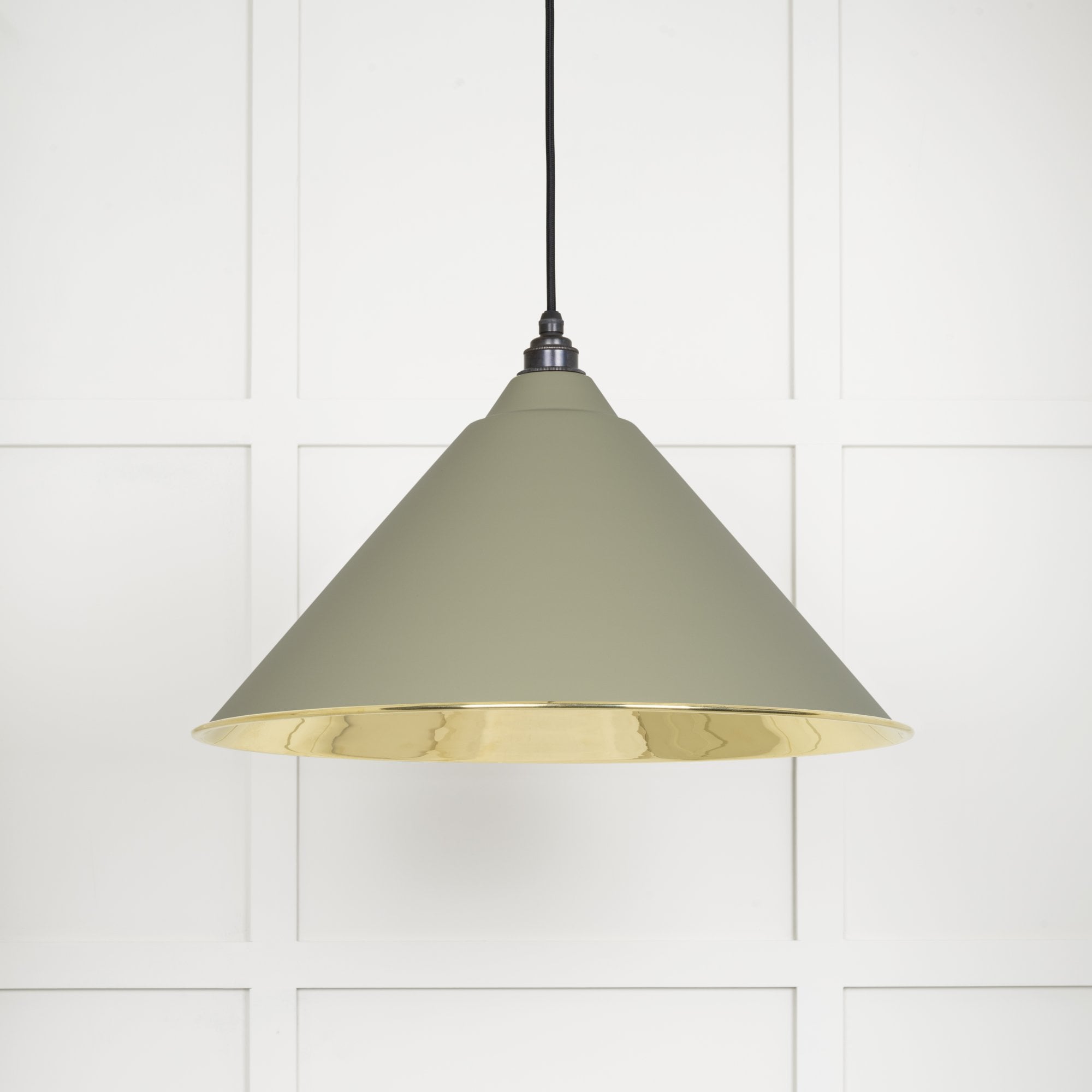 From The Anvil Smooth Brass Hockley Pendant - Tump (Pale Green)