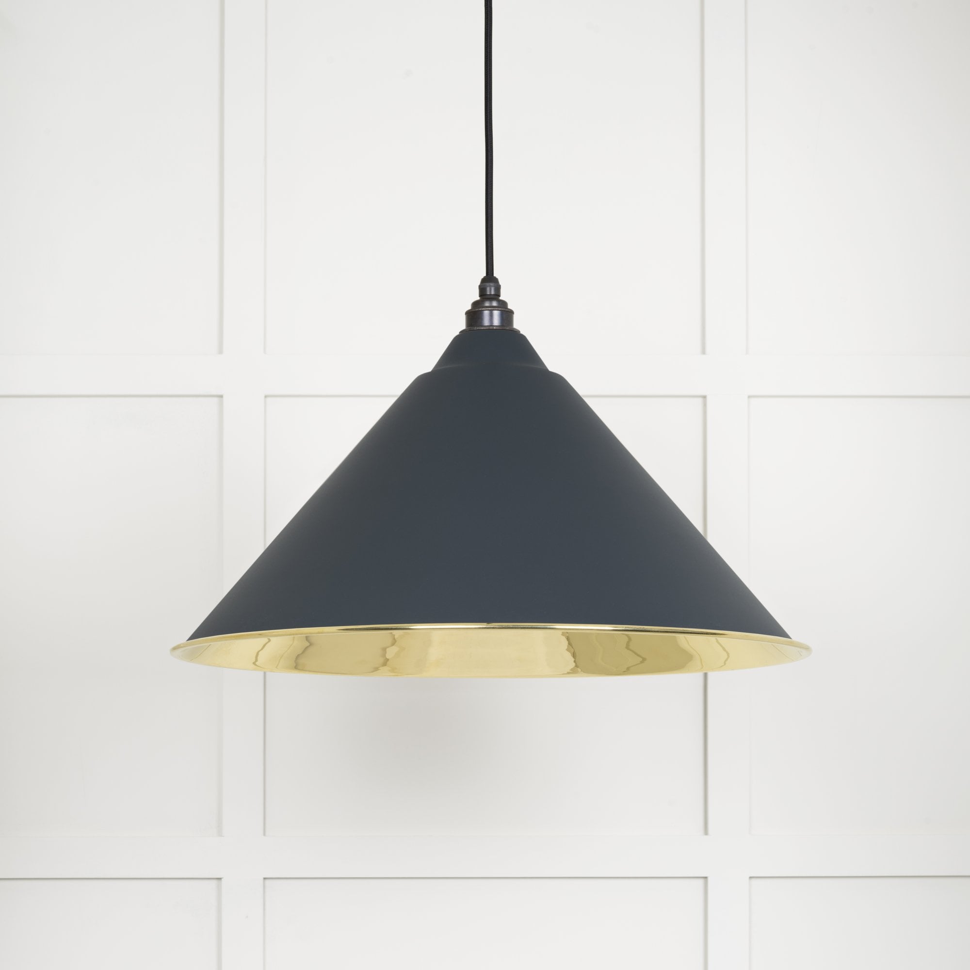 From The Anvil Smooth Brass Hockley Pendant - Soot (Dark Grey)