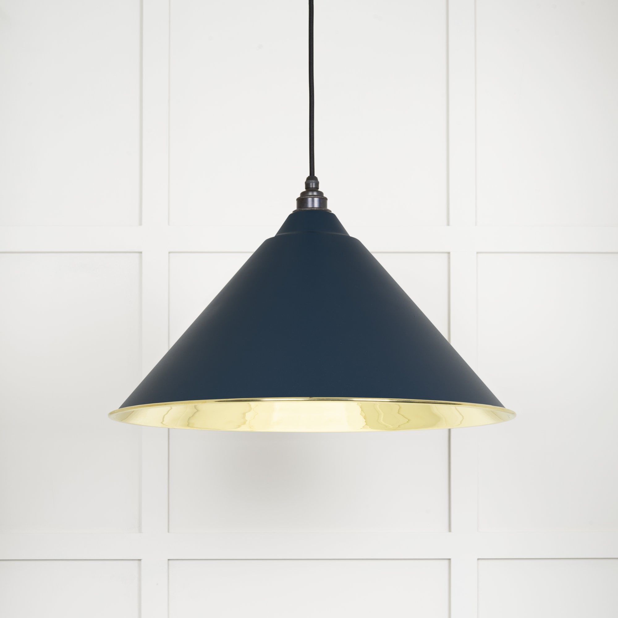 From The Anvil Smooth Brass Hockley Pendant - Dusk (Dark Blue/Grey)
