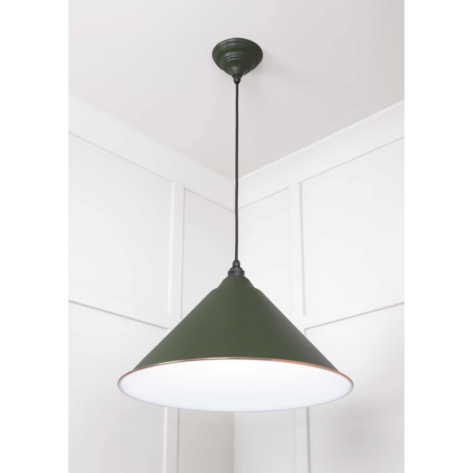 From The Anvil White Gloss Hockley Pendant - Heath (Earthy Green)