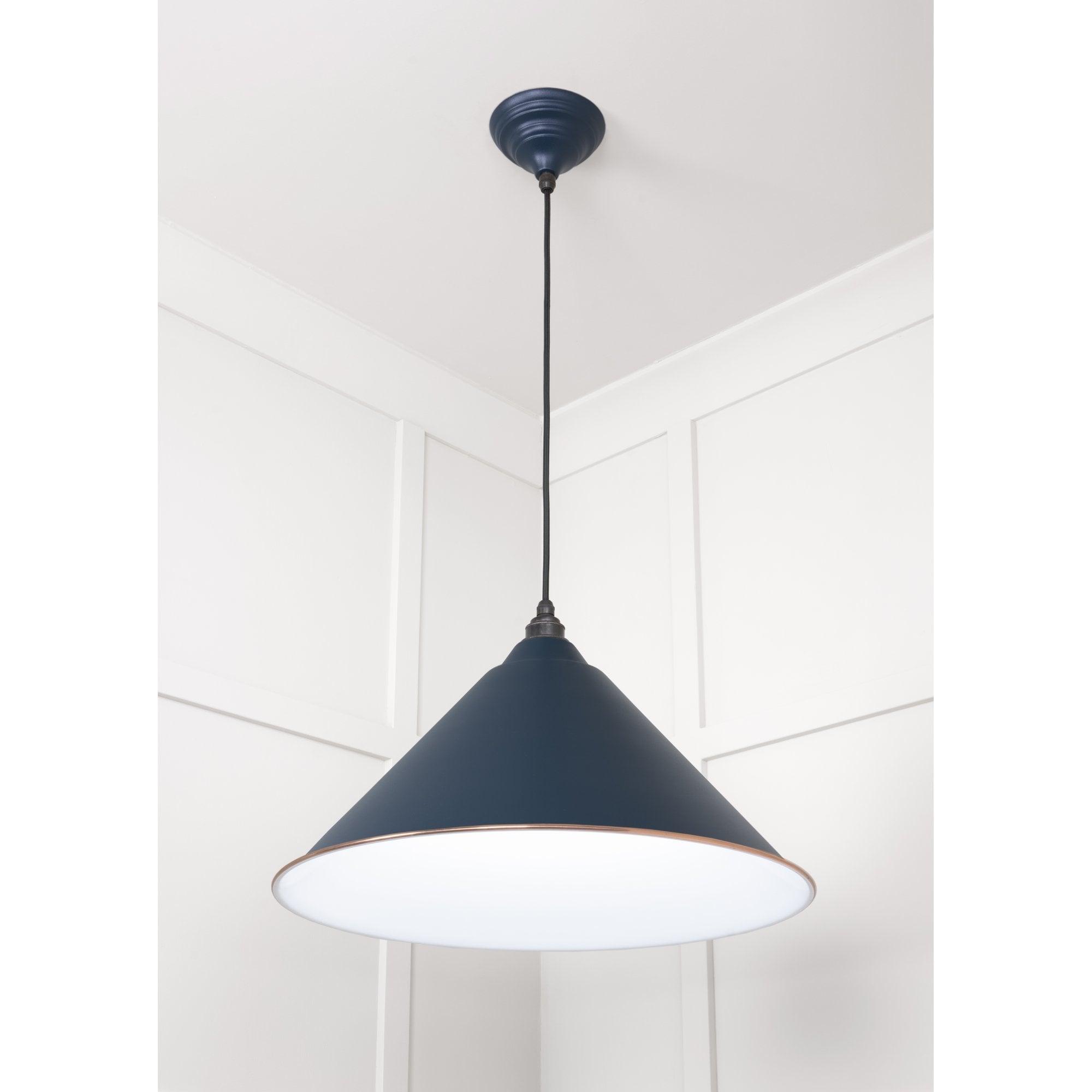 From The Anvil White Gloss Hockley Pendant - Dusk (Dark Blue/Grey)