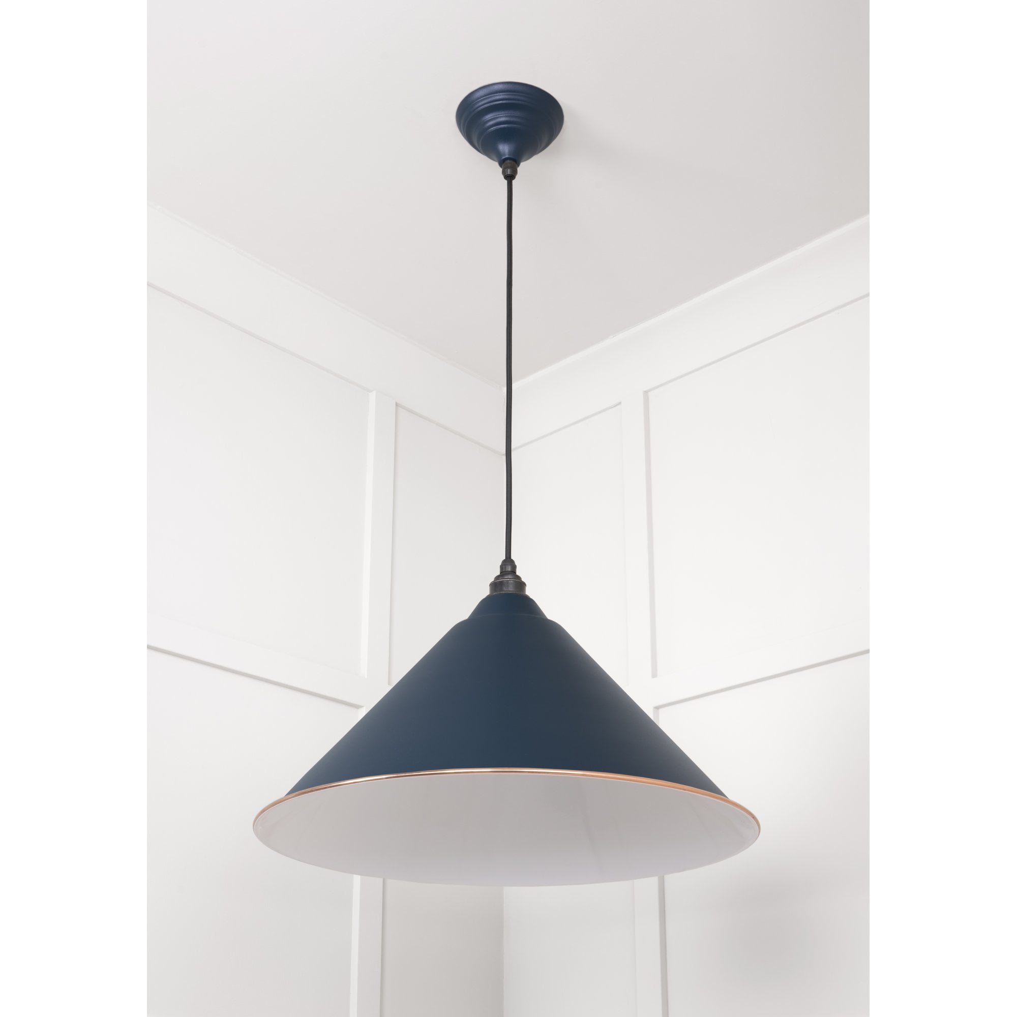 From The Anvil White Gloss Hockley Pendant - Dusk (Dark Blue/Grey)