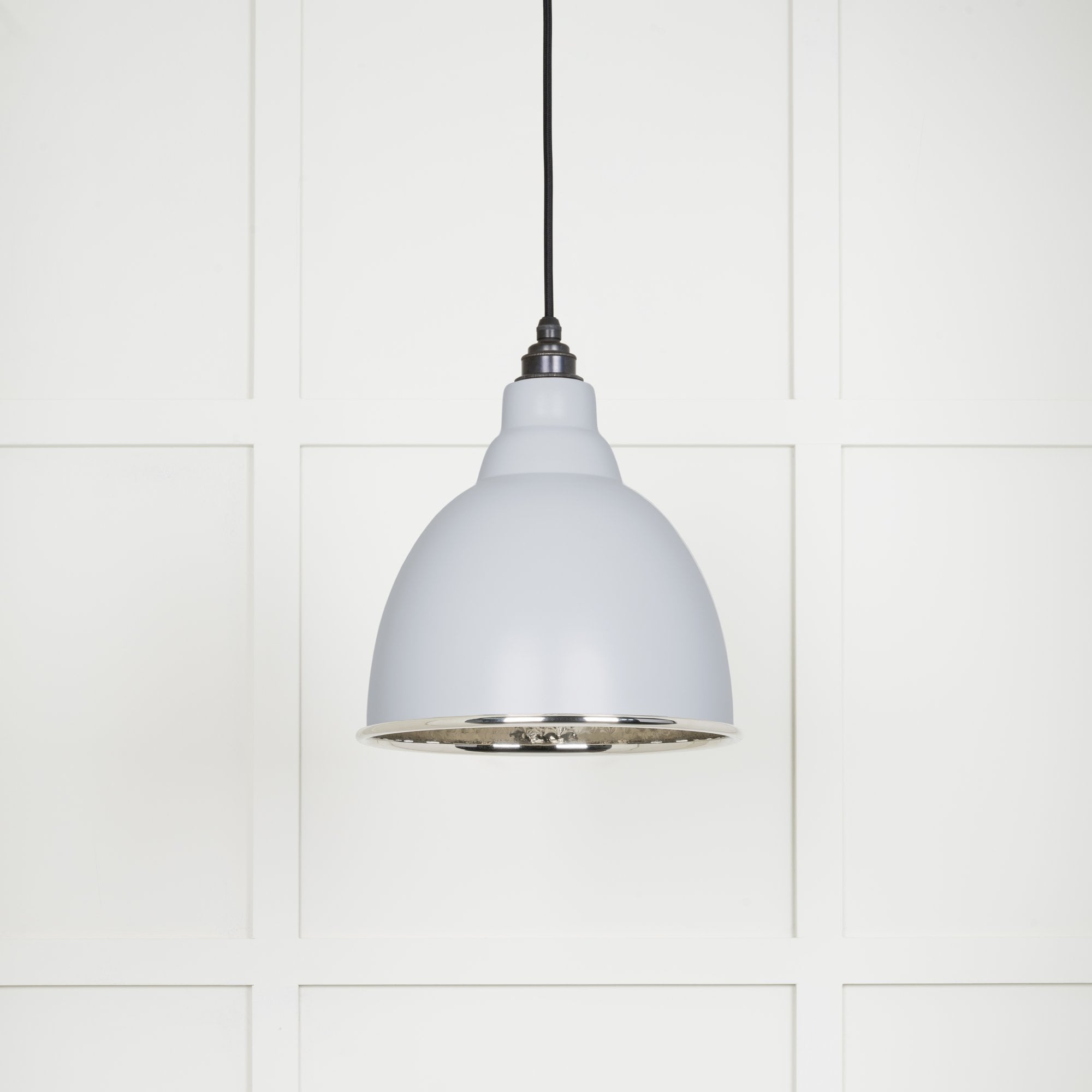 From The Anvil Hammered Nickel Brindley Pendant - Birch (Pale Grey)
