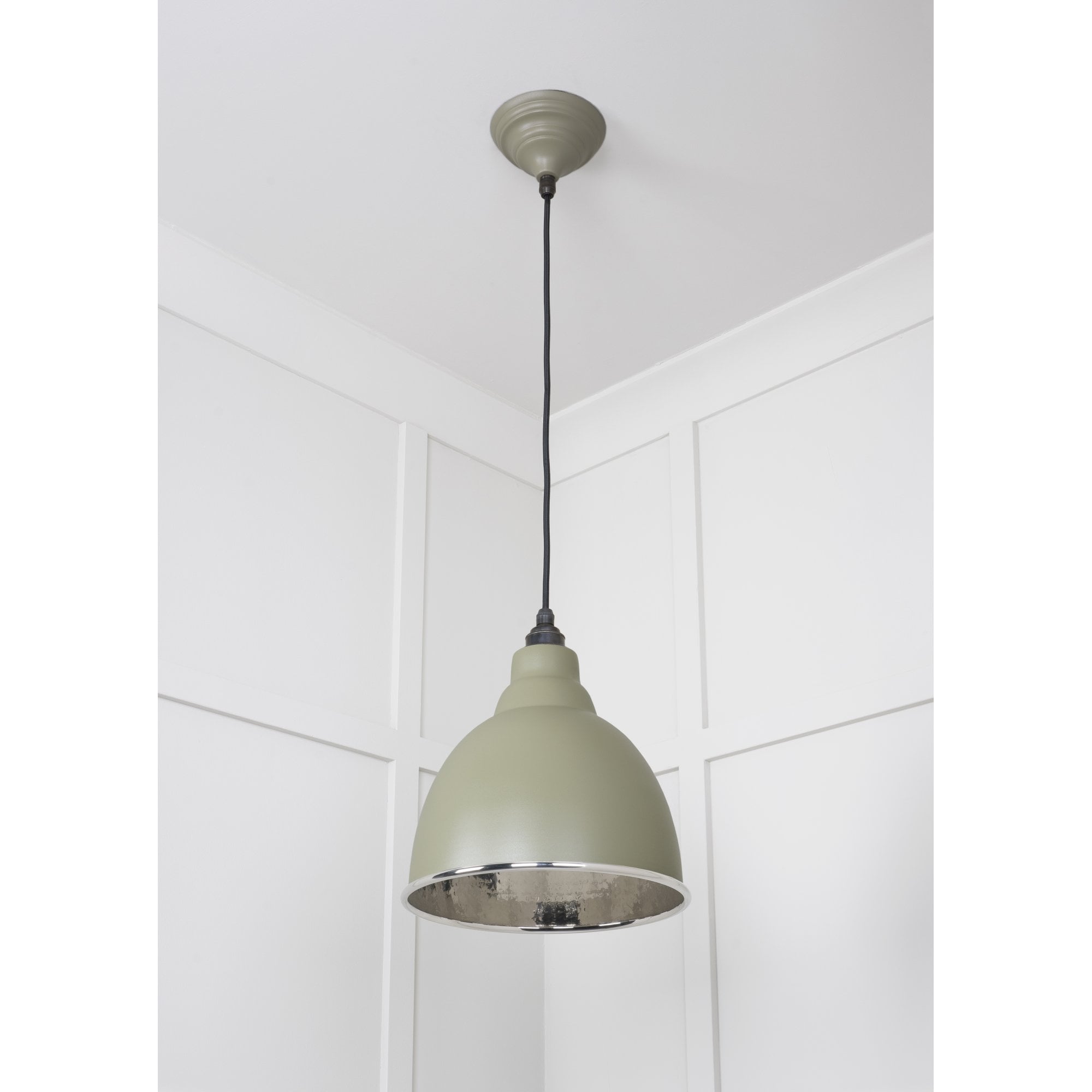 From The Anvil Hammered Nickel Brindley Pendant - Tump (Pale Green)