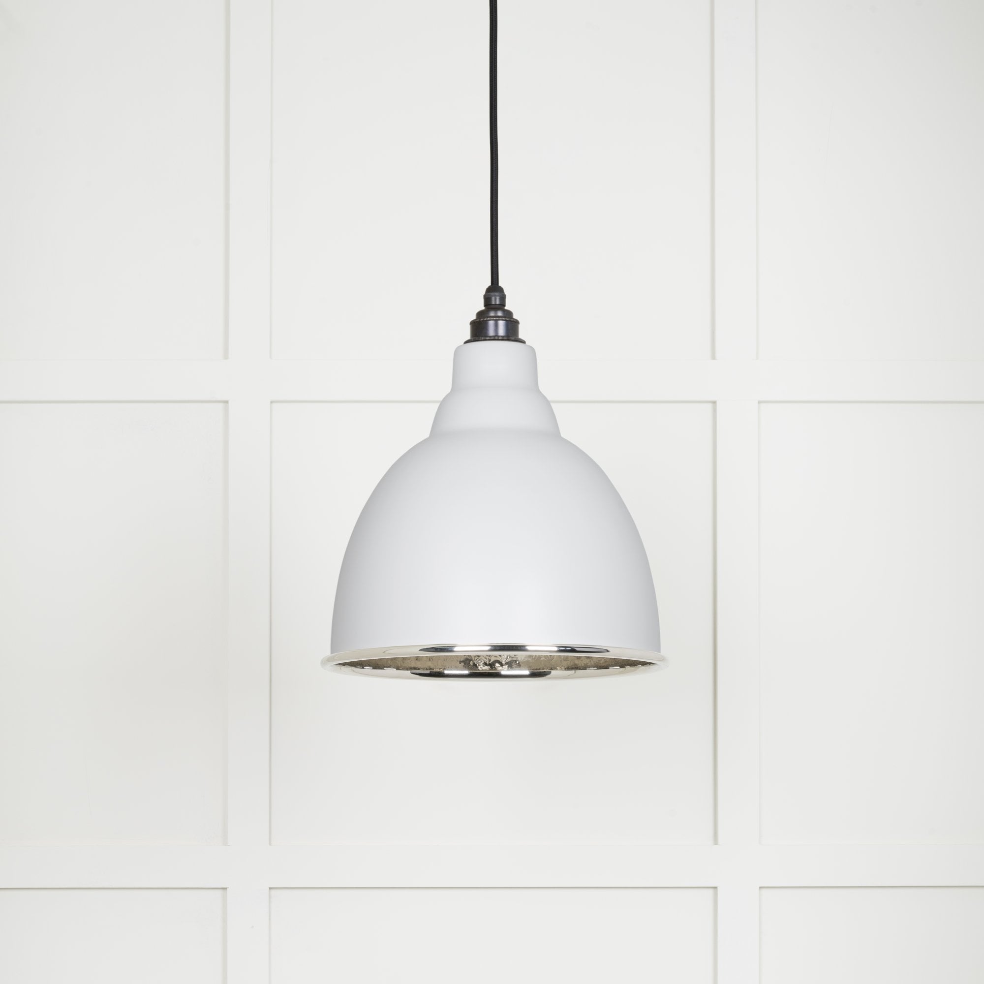 From The Anvil Hammered Nickel Brindley Pendant - Flock (Matt White)