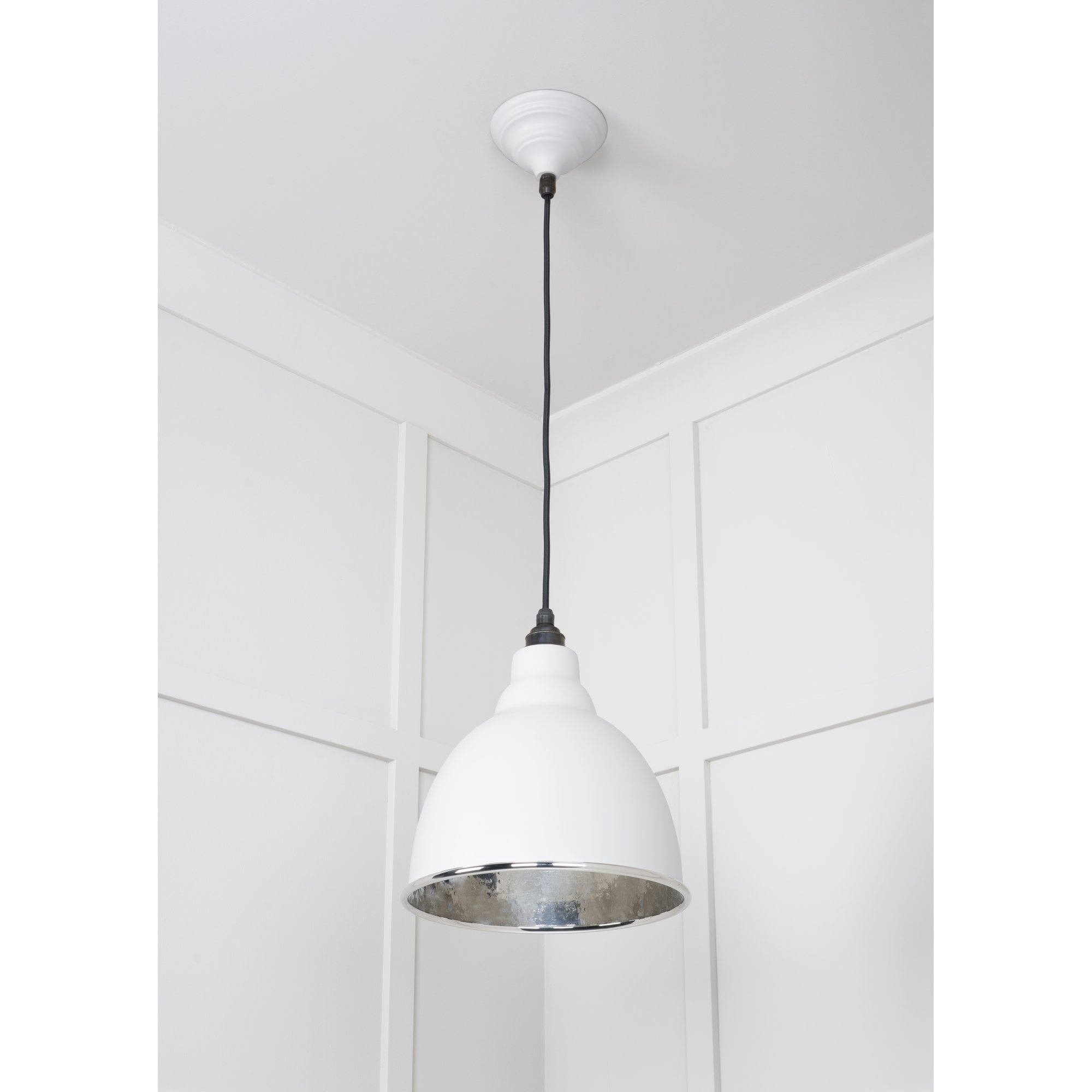 From The Anvil Hammered Nickel Brindley Pendant - Flock (Matt White)