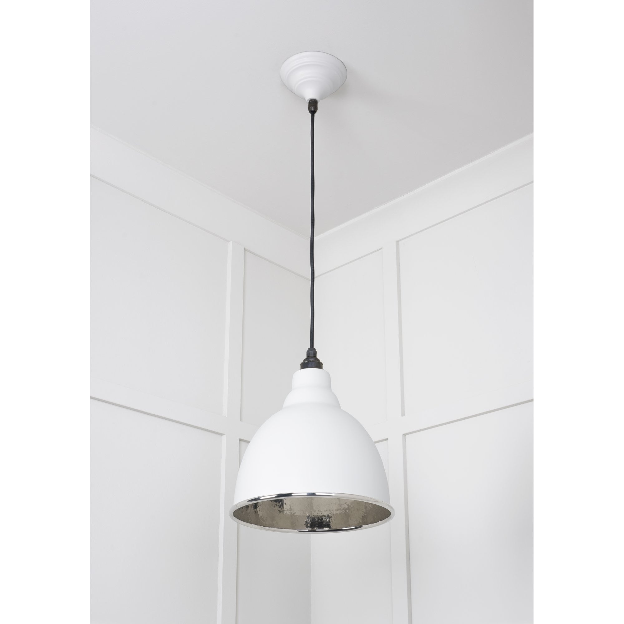 From The Anvil Hammered Nickel Brindley Pendant - Flock (Matt White)