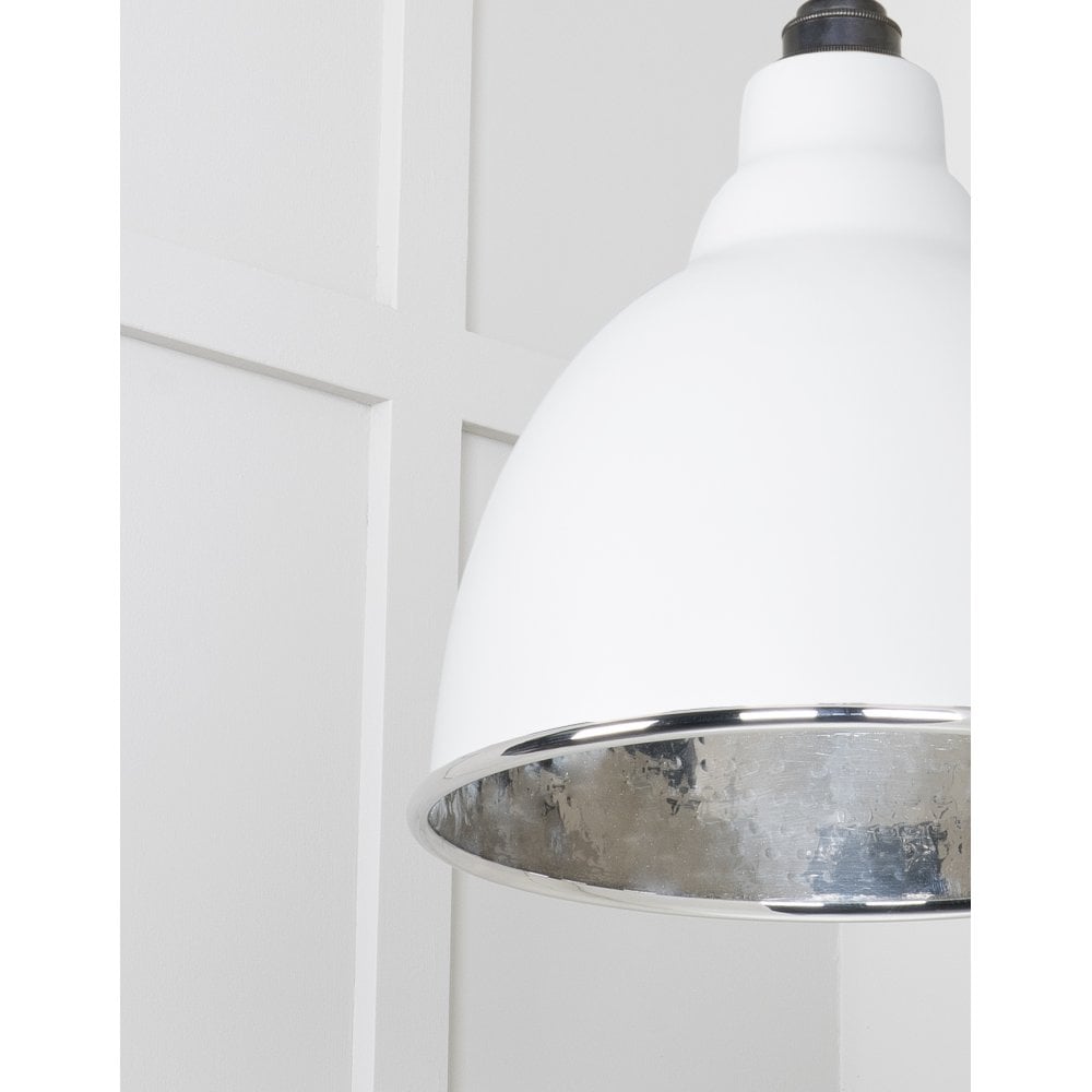 From The Anvil Hammered Nickel Brindley Pendant - Flock (Matt White)
