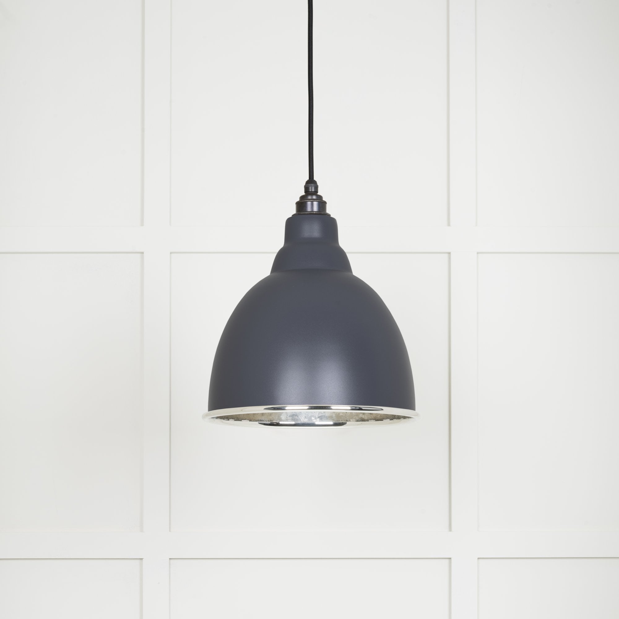 From The Anvil Hammered Nickel Brindley Pendant - Slate (Mid Grey)