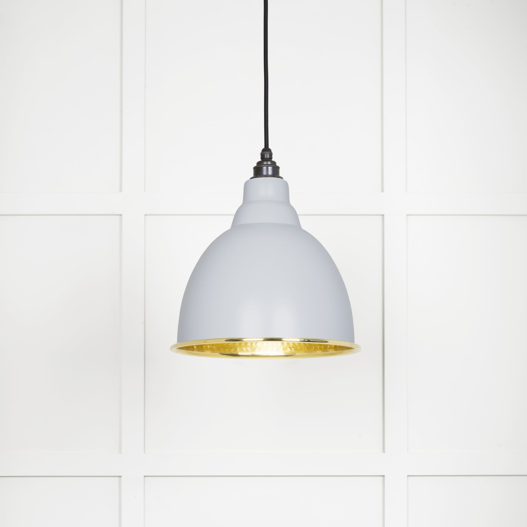 From The Anvil Hammered Brass Brindley Pendant - Birch (Pale Grey)