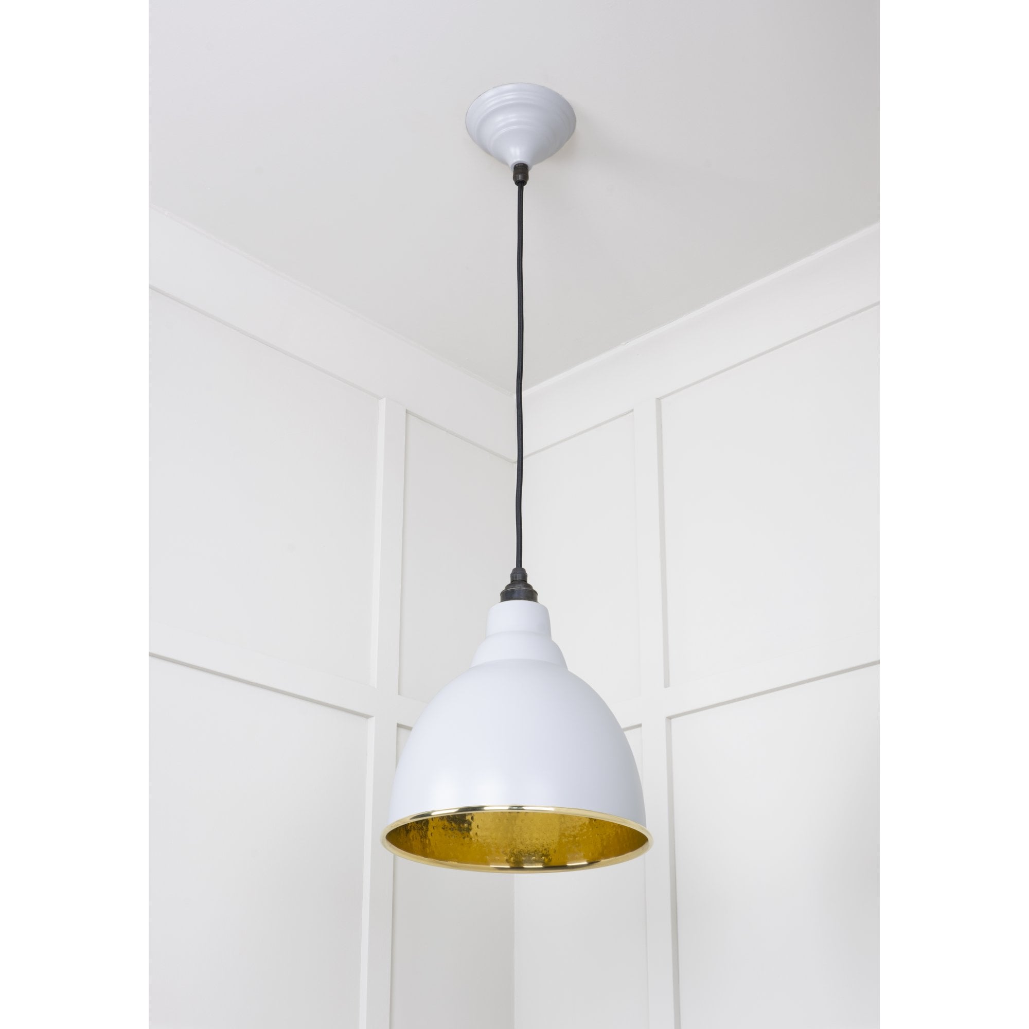 From The Anvil Hammered Brass Brindley Pendant - Birch (Pale Grey)