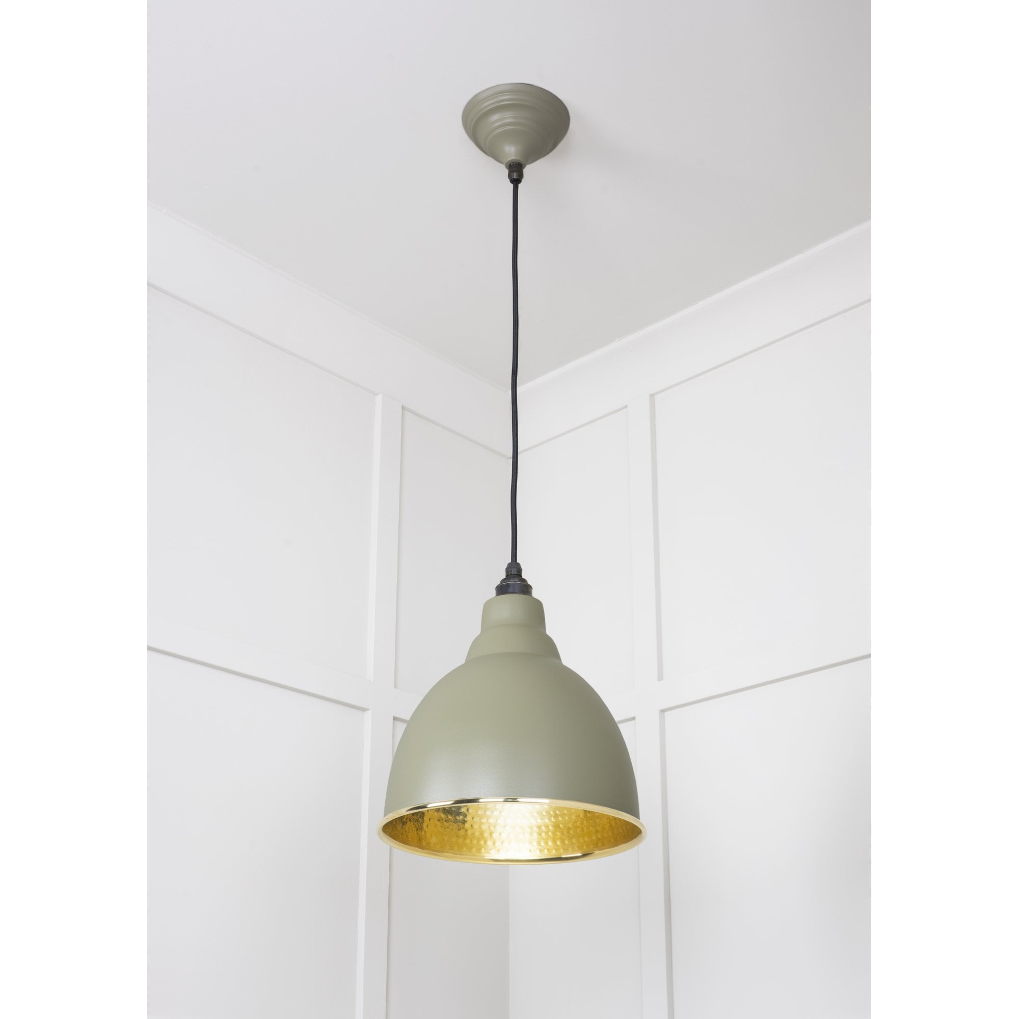 From The Anvil Hammered Brass Brindley Pendant - Tump (Pale Green)