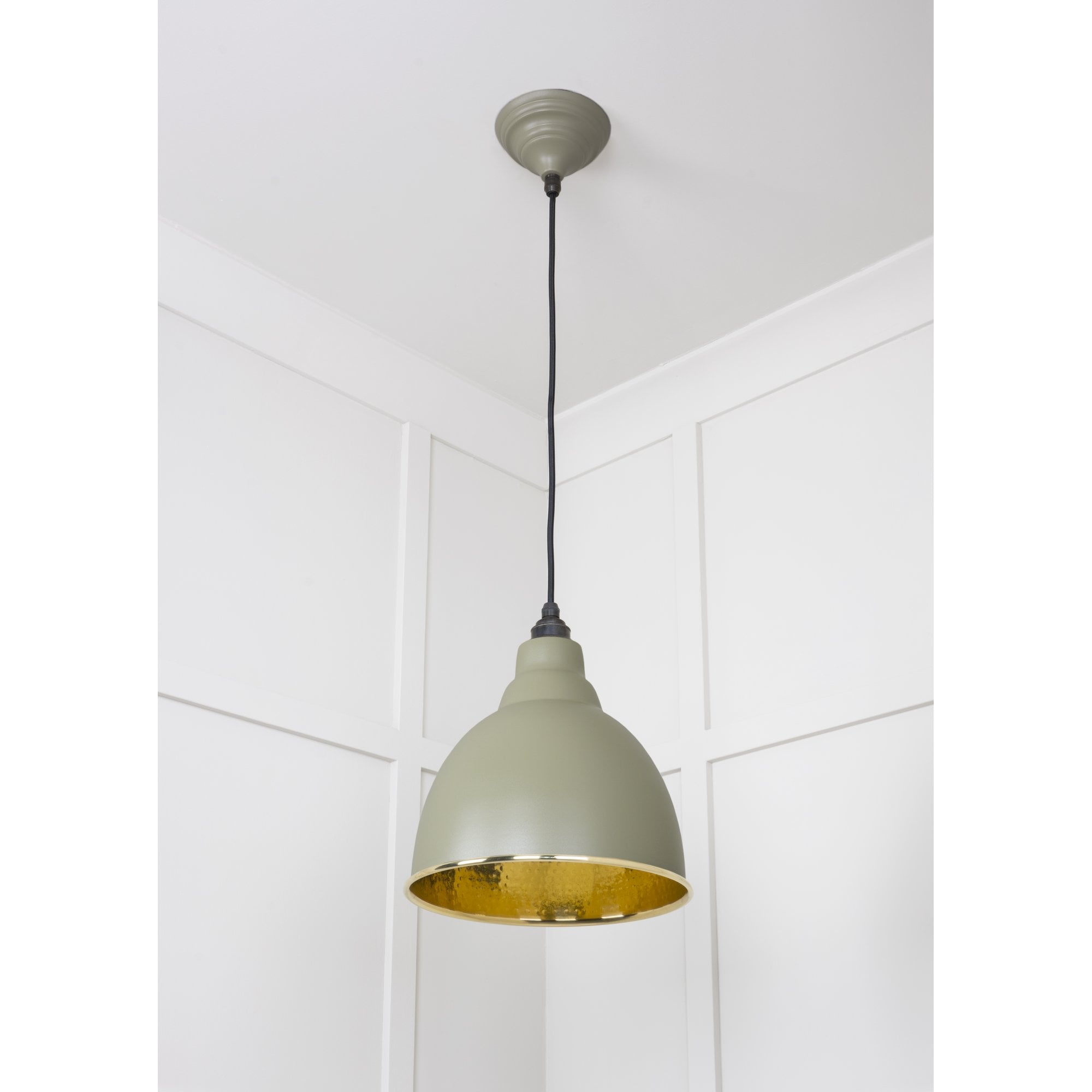 From The Anvil Hammered Brass Brindley Pendant - Tump (Pale Green)