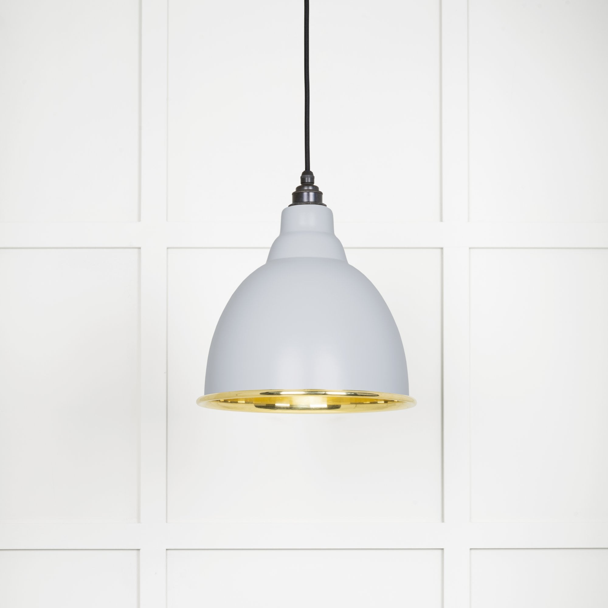From The Anvil Smooth Brass Brindley Pendant - Birch (Pale Grey)